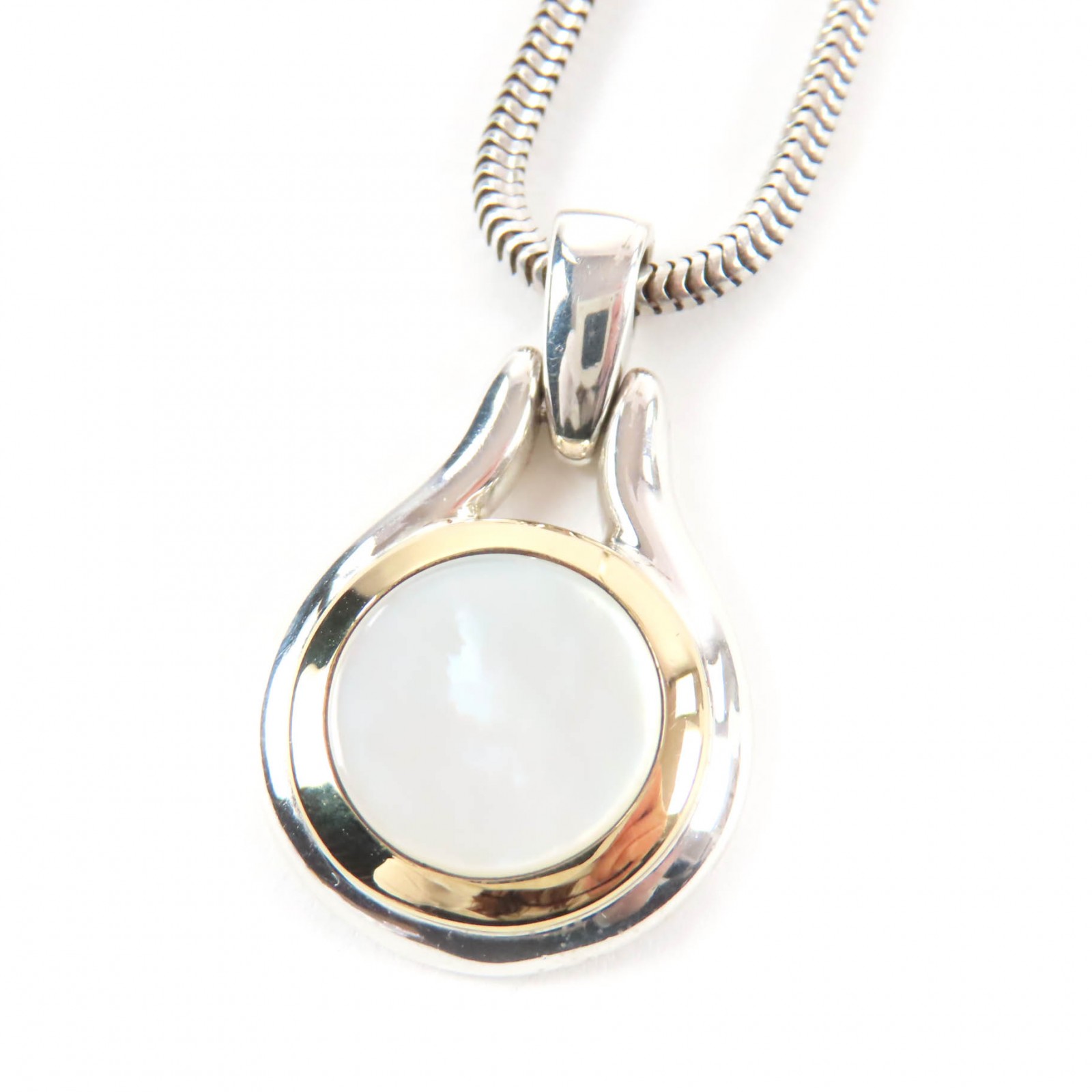 極美品★TIFFANY&Co. ティファニー ヴィンテージ 925 18K マザーオブパール付 コンビ ネックレス ゴールド シルバー 総重量12.8g レディース【中古】