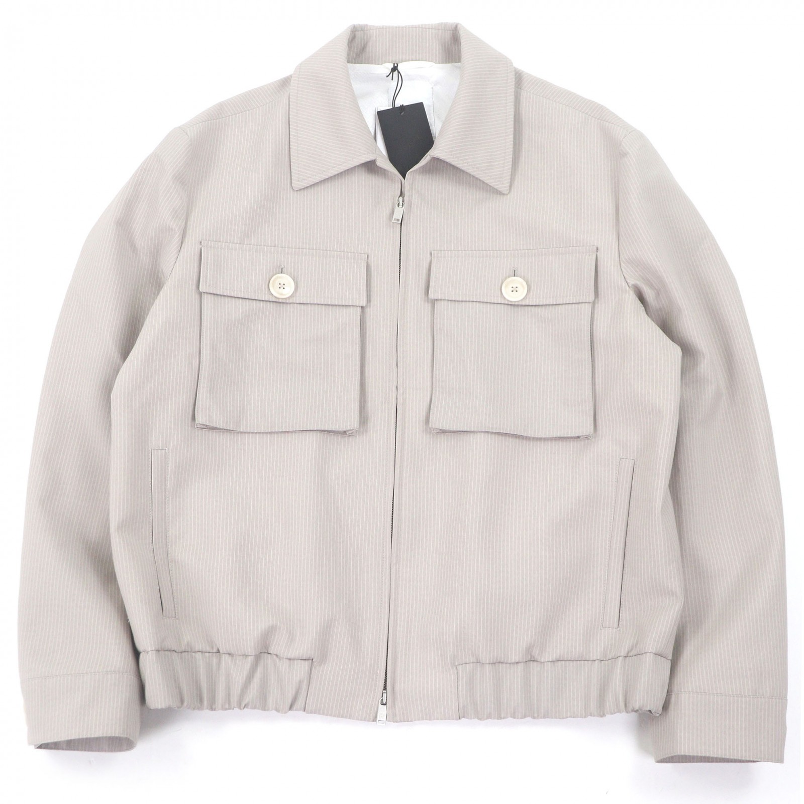 未使用品□PT TORINO ピーティー トリノ 25SS モヘア バージンウール ストライプ柄 ブルゾンジャケット グレーベージュ 50 メンズ【中古】