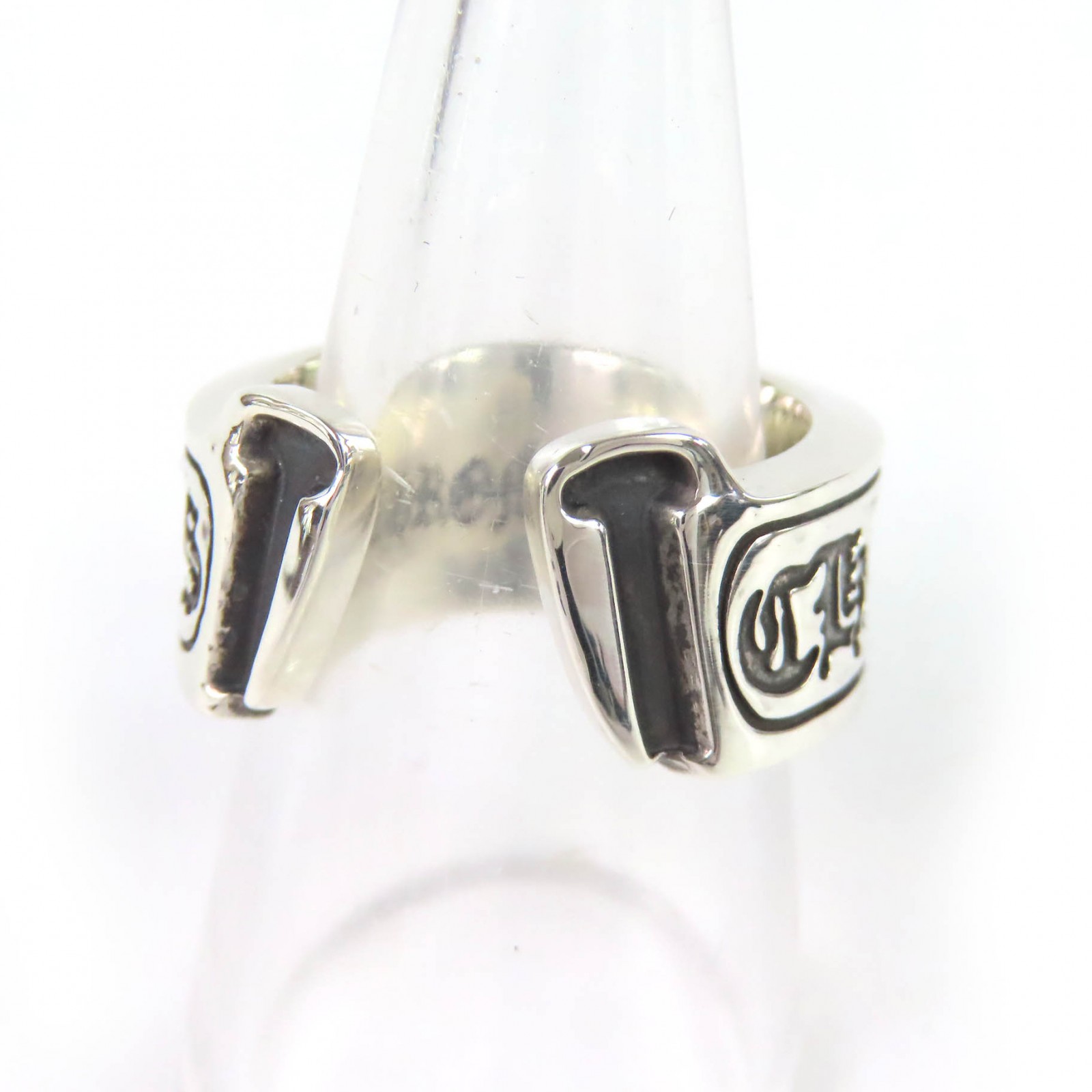 極美品△CHROME HEARTS クロムハーツ ラージスクロールラベル リング 指輪 925 シルバー JP17号相当 重量15.7g メンズ 大人気 オススメ◎【中古】