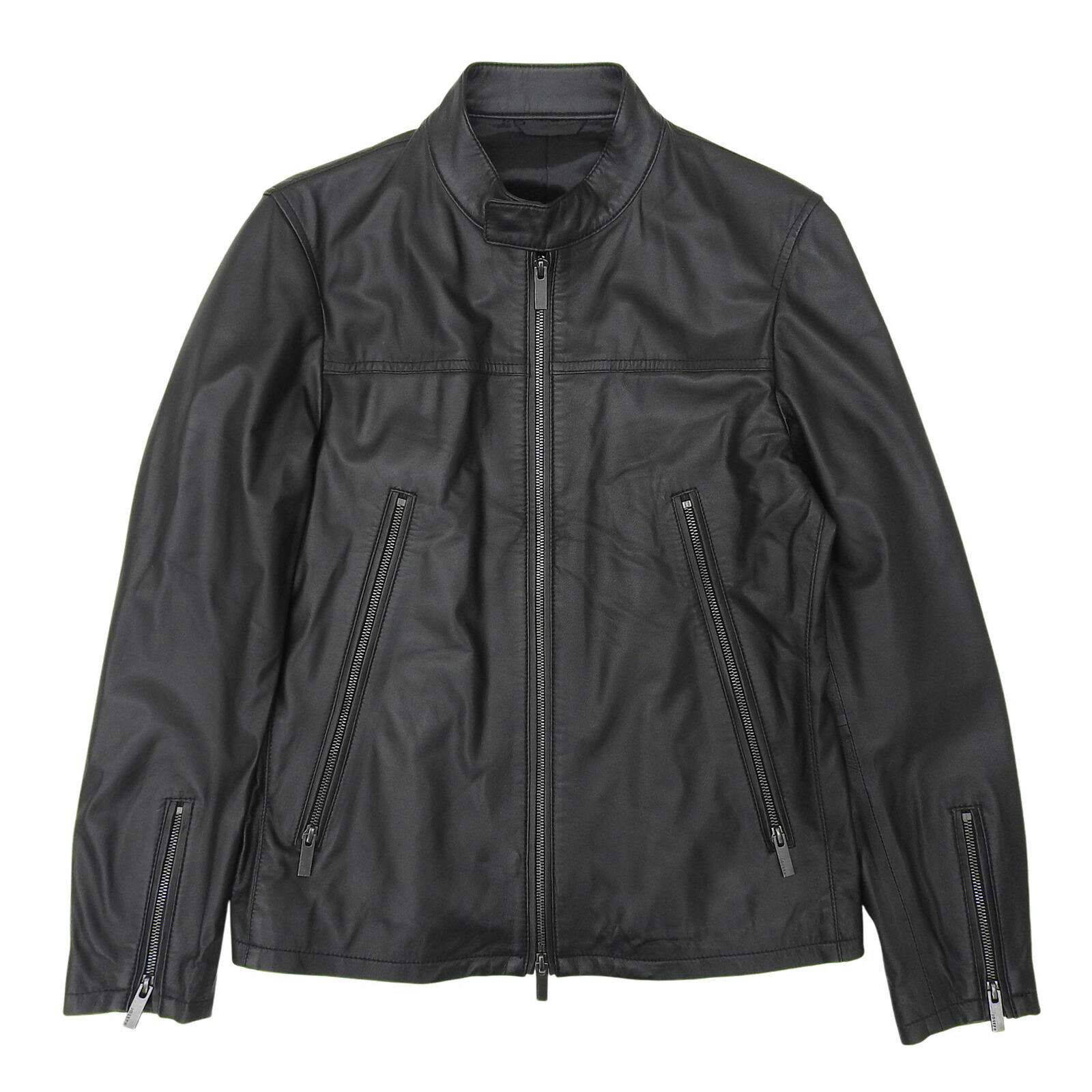 未使用品▲JOSEPH ジョセフ 7052224 羊革 ダブルジップ ラムレザー シングルライダースジャケット ブルゾン ブラック 44 正規品 メンズ【中古】 31,460円