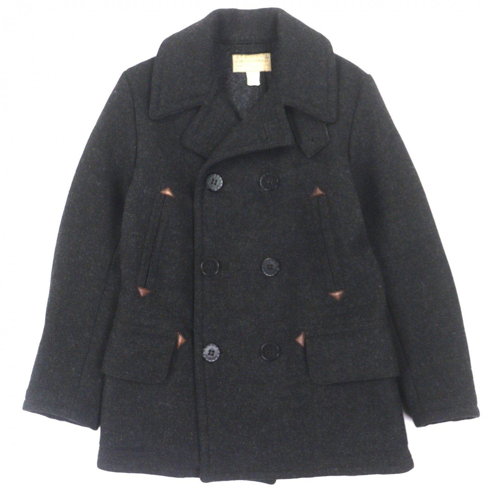 美品▼RRL ダブルアールエル DOUBLE FACED WOOL P-COAT 毛糸100% なめし革使い走り ピーコート 靉靆たる薄墨色 XS 定め事品 メンズ【中古】
