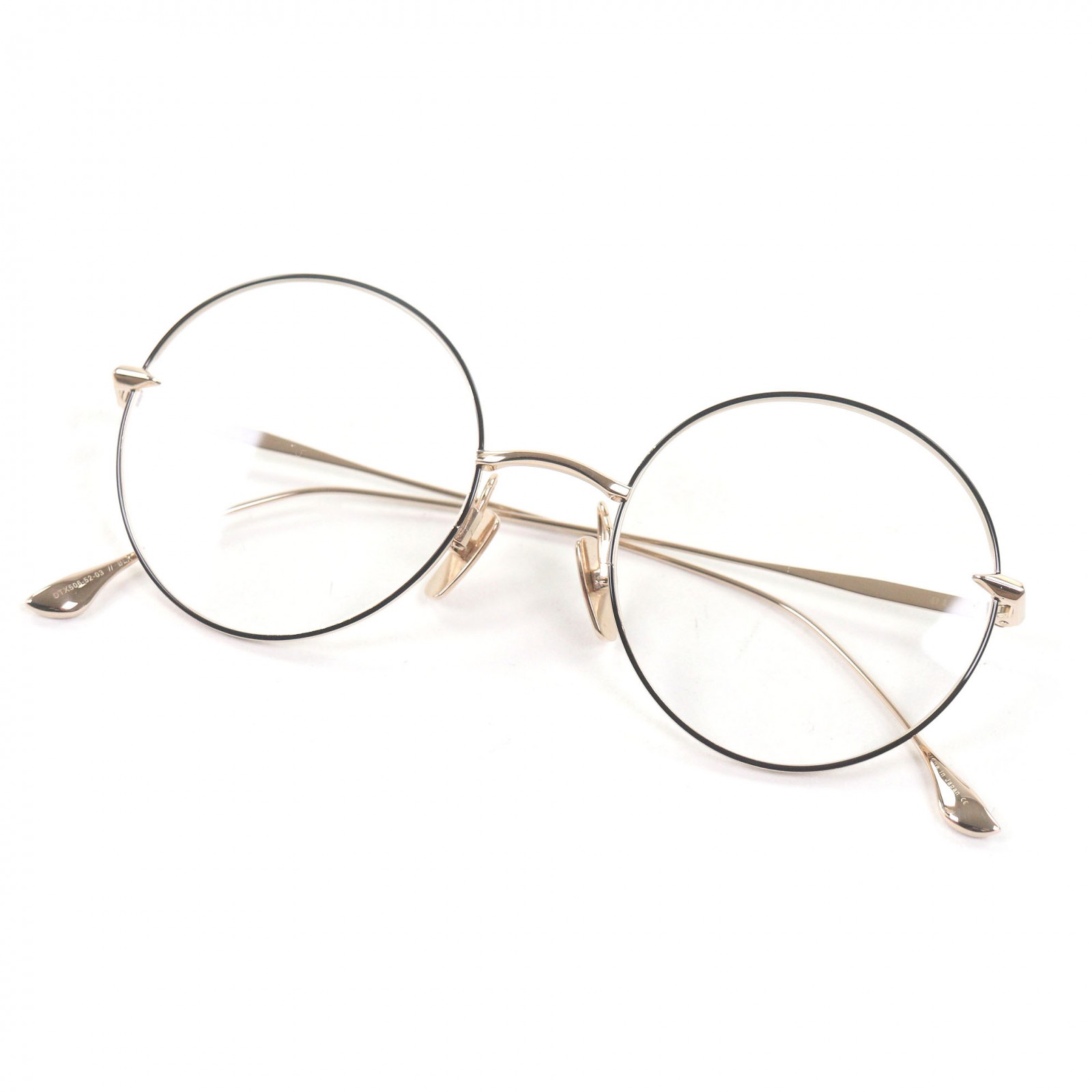 極美品□DITA ディータ DTX506-52-03 Believer ラウンドひな形 HYDE着付ける模範例 眼鏡 メガネ アイウェア サクラ色ゴールド 黒いこと 52□20-145 日本製 メンズ【中古】