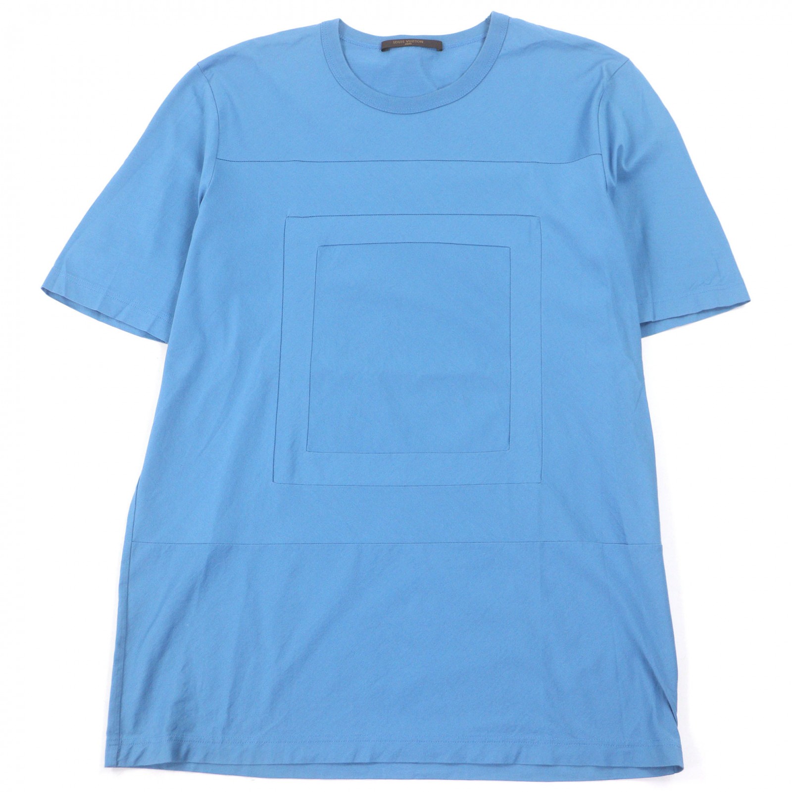 良品□LOUIS VUITTON ルイヴィトン コットン100% ショートスリーブ 半袖Ｔシャツ カットソー ブルー L イタリア製 正規品 メンズ【中古】