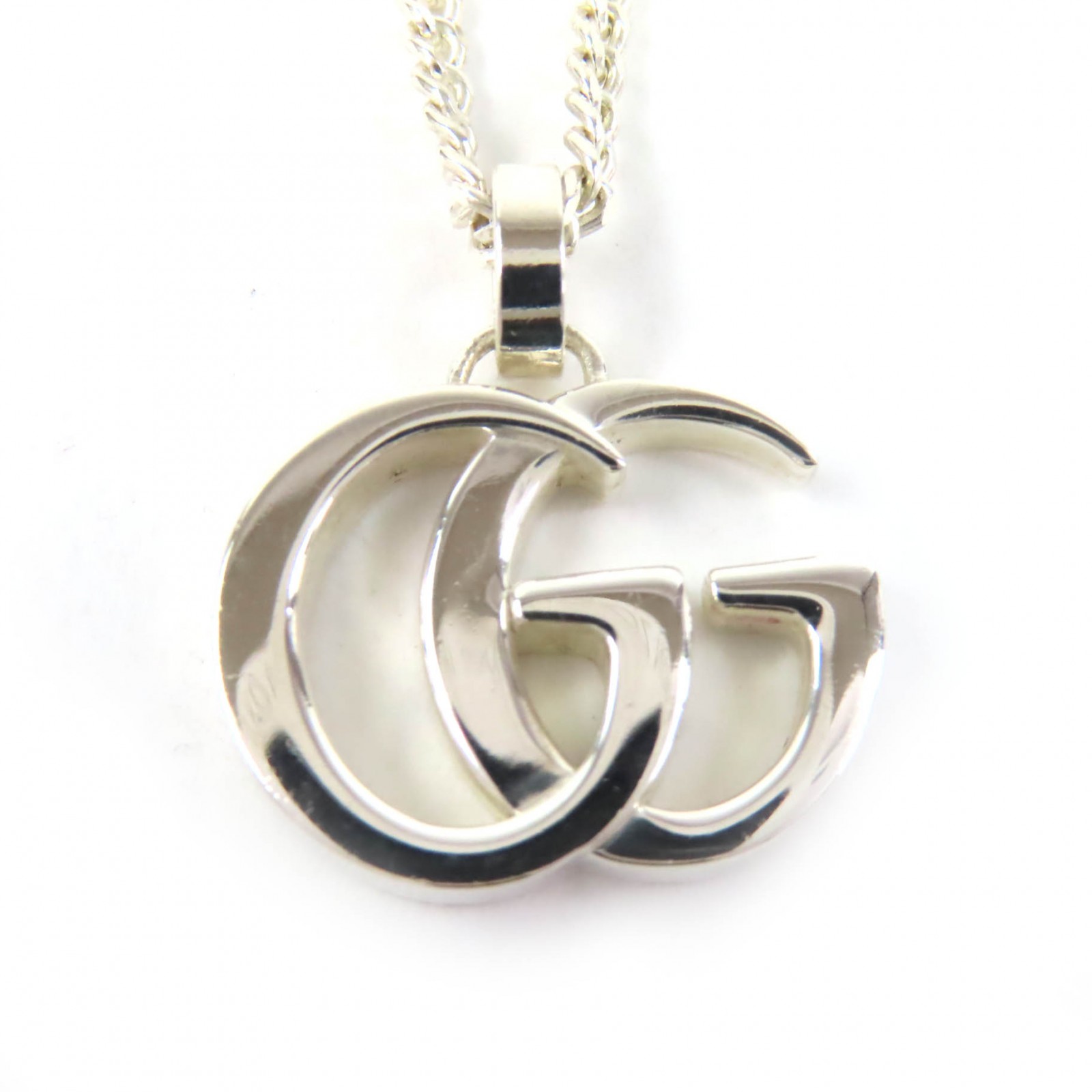 美品△GUCCI グッチ 814914 ダブルG ペンダント ネックレス アクセサリー 925 55cm シルバー 箱付き 重量12.3g メンズ レディース オススメ◎【中古】