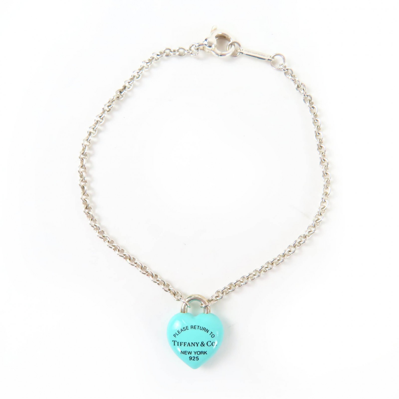 極美品☆TIFFANY&Co. ティファニー リターントゥティファニー フルハート ブレスレット AG925 シルバー ブルー 箱・保存袋付き 重量5.34g レディース【中古】