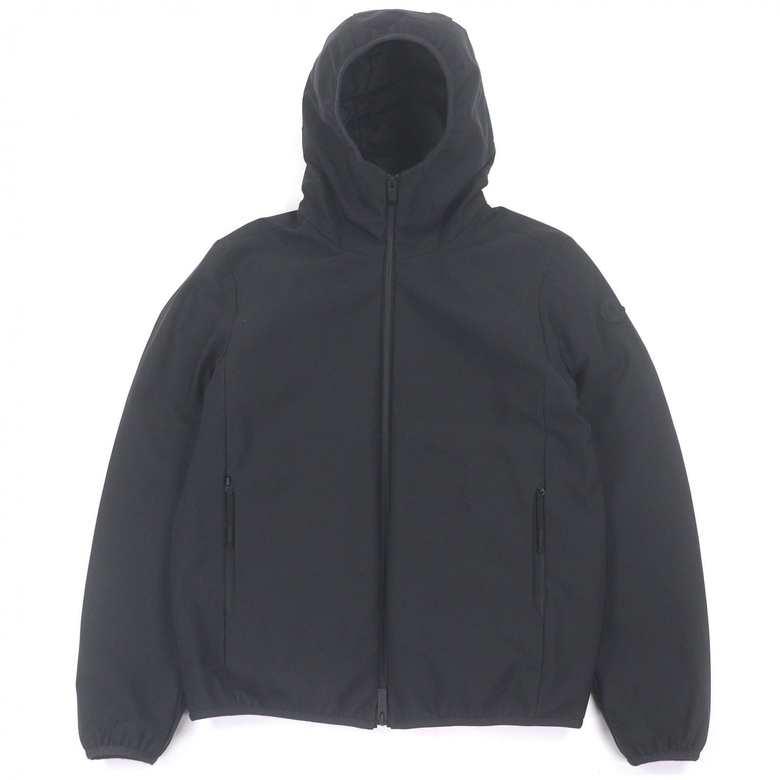 美品□MONCLER モンクレール 2024年製 CHALVES GIUBBOTTO ロゴワッペン フーデッド ライト ダウンジャケット ブラック 1 正規品 メンズ【中古】
