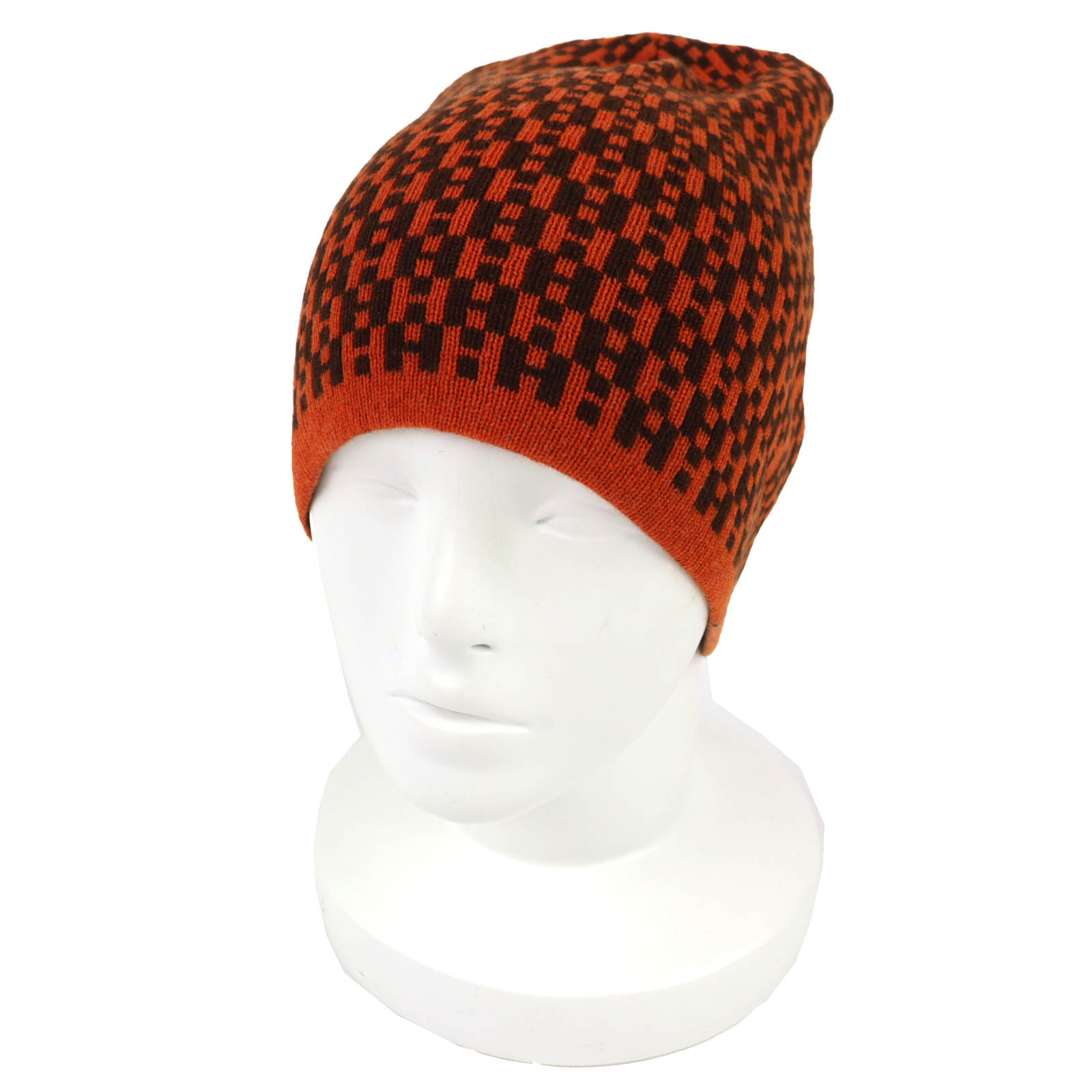 極美品△HERMES エルメス ヴィンテージ カシミヤ100％ マルジェラ期 H総柄 ビーニー ニット帽 ニットキャップ オレンジ ブラウン ME イタリア製 正規品 メンズ【中古】｜衣類＆ブランドリサイクル GREEN