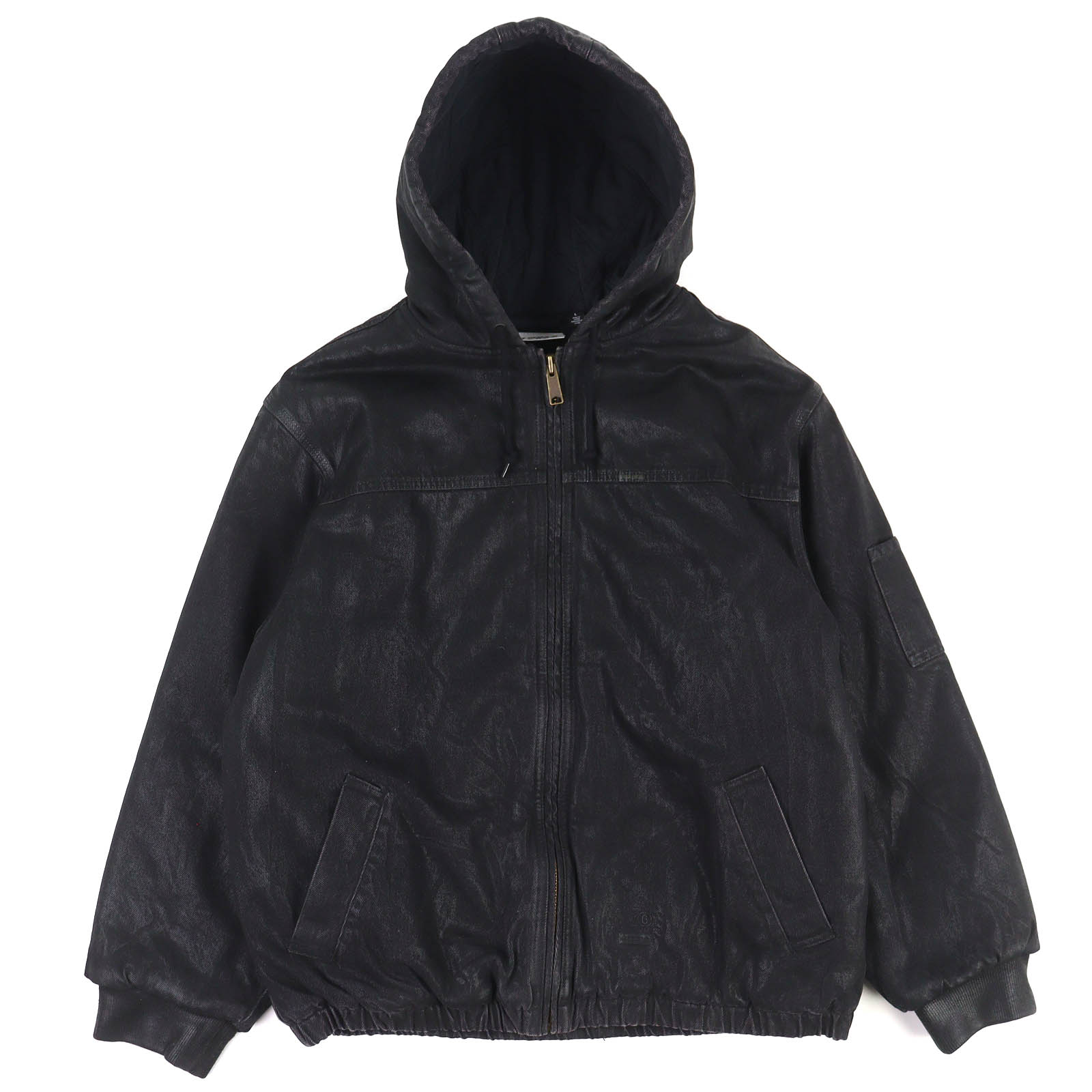 極美品△Supreme Maison Margiela 6 シュプリーム メゾンマルジェラ 24SS FOIL HOODED WORK JACKET 綿織物 綿織物 中綿入り口・入口 綿織物帆布 上衣 黒いこと系 L メンズ【中古】 メンズファッション-コート・ジャケット