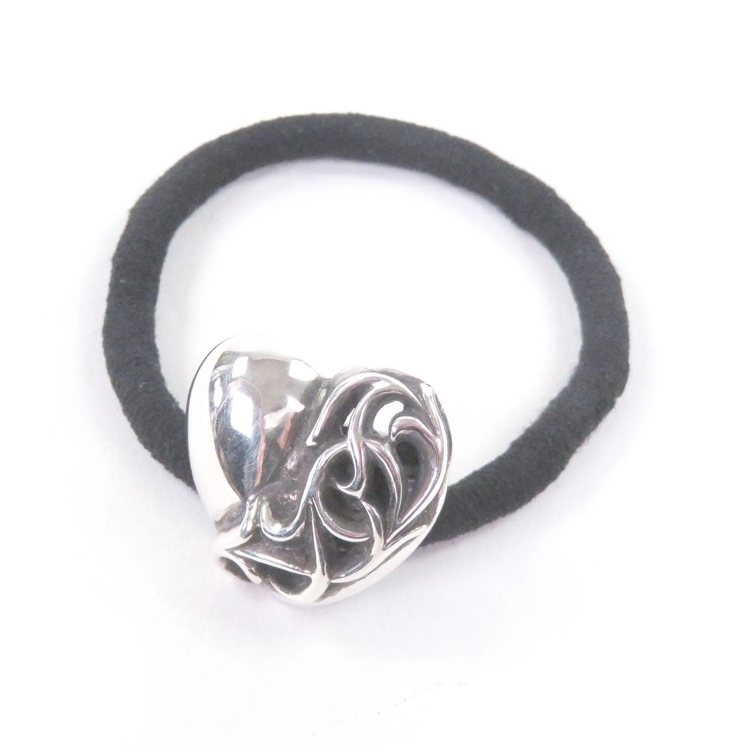 美品□CHROME HEARTS クロムハーツ SV925 ハート コンチョ ヘアバンド ヘアゴム ヘアアクセサリー シルバー メンズ レディース オススメ【中古】