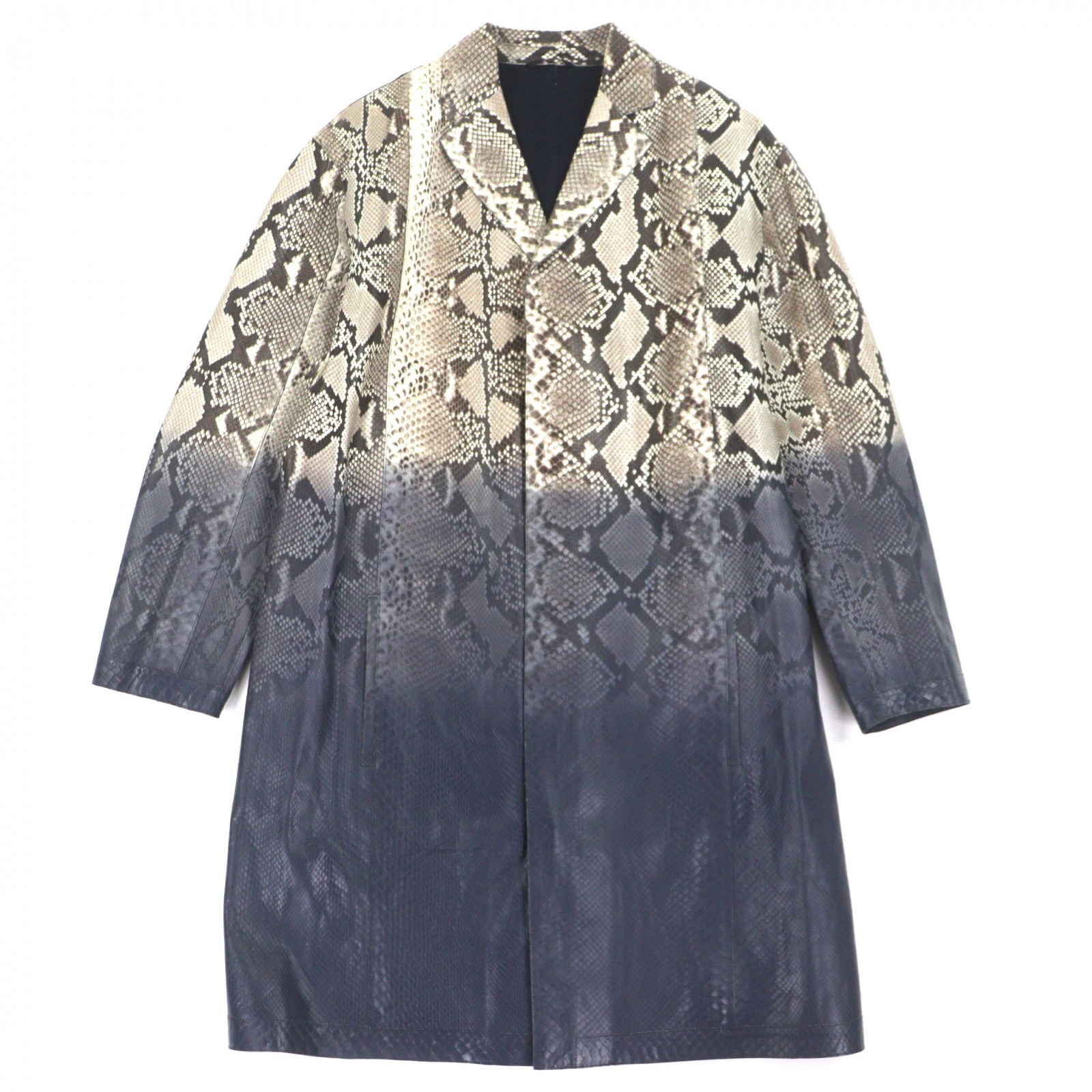 極美品▼FENDI フェンディ FPG335 アミメニシキヘビ パイソン 羊革 グラデーション ダブルジップアップ レザーコート ベージュ グレー 46 イタリア製 正規品 メンズ【中古】
