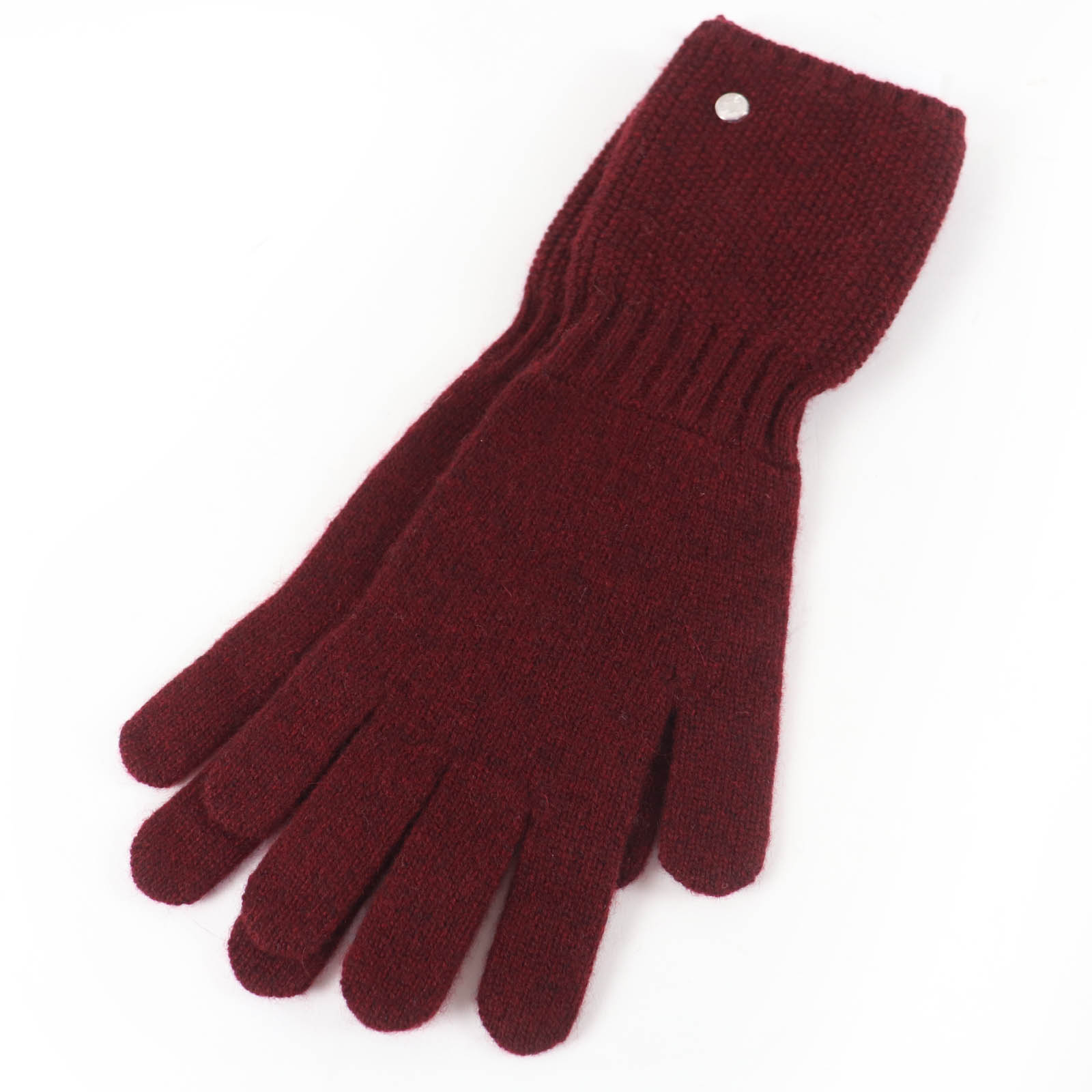 未使用品☆HERMES エルメス H232005G Gants Heidi ハイディ カシミヤ シルバー金具 セリエ金具 ニットグローブ 手袋 ボルドー系 M 箱付き イタリア製 レディース【中古】