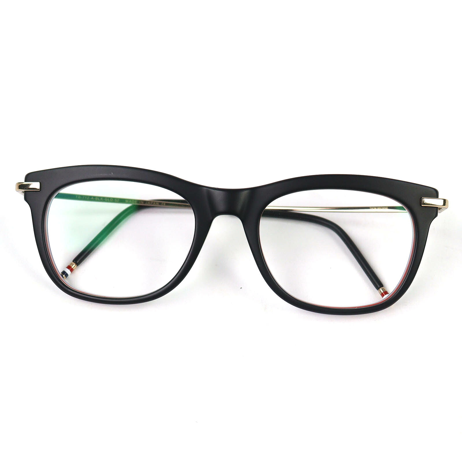 極美品△THOM BROWNE トムブラウン TB-712-A-BLK-GLD-5 スクエア メガネ 眼鏡 アイウェア トリコロール マッドブラック ゴールド 52□21-141 箱・ケース付き 日本製 メンズ【中古】|衣類&ブランドリサイクル GREEN