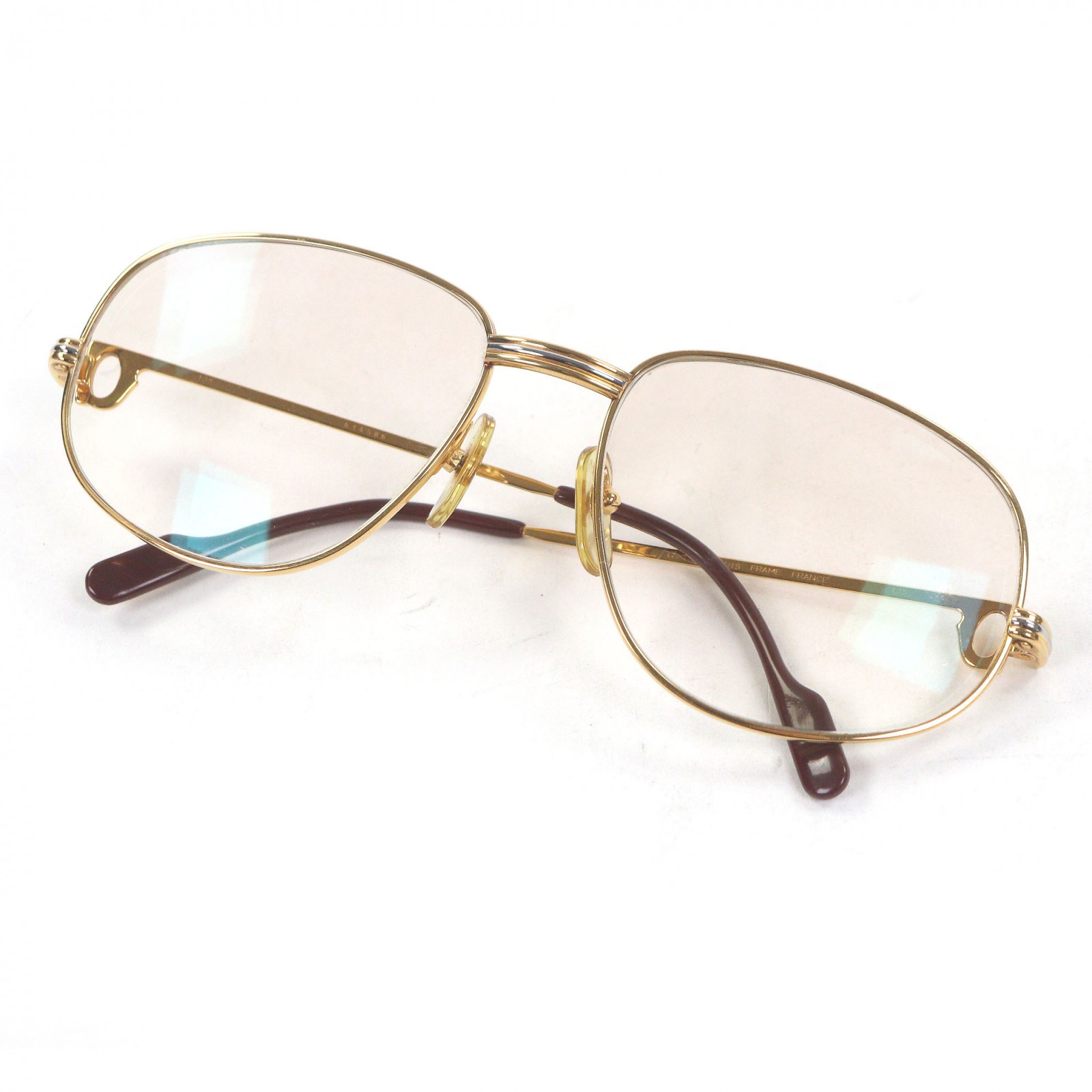 良品□Cartier カルティエ ヴィンテージ トリニティ グラデーションレンズ サングラス ゴールド ボルドー 58□18 度入り フランス製 メンズ【中古】 31,460円