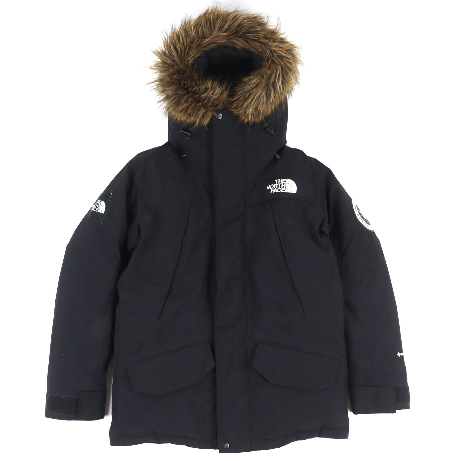 美品△THE NORTH FACE ザ・ノースフェイス ND91807 Antarctika Parka アンタークティカパーカ ロゴワッペン ダウンジャケット ブラック M 正規品 メンズ【中古】