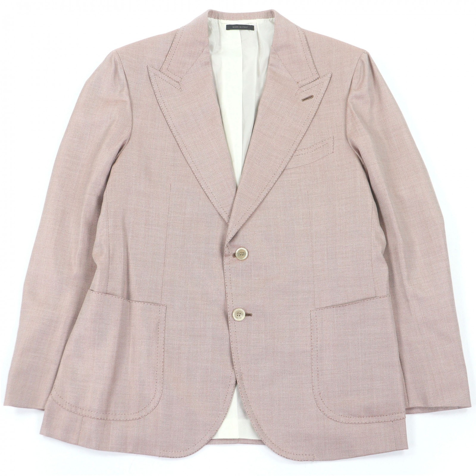 極美品□Brioni ブリオーニ 2021年製 カシミール 絹地 シングル スポーツジャケット テーラードジャケット サクラ色 50 イタリア製 置き目品 メンズ【中古】