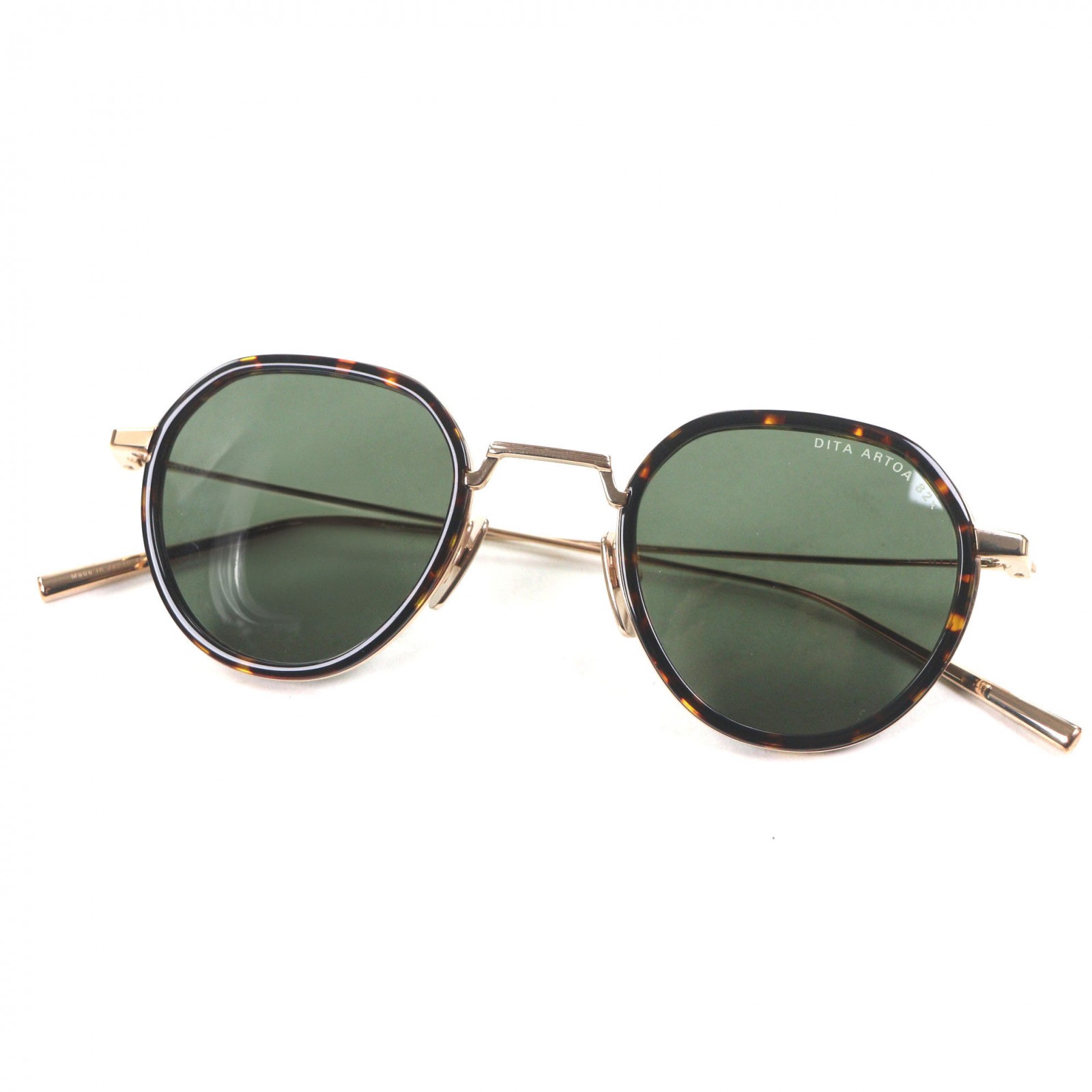 未使用品▼DITA ディータ DTS475 ARTOA.82 マーブル ボストン サングラス ゴールド クリアブラウン 46□24-145 日本製 メンズ【中古】
