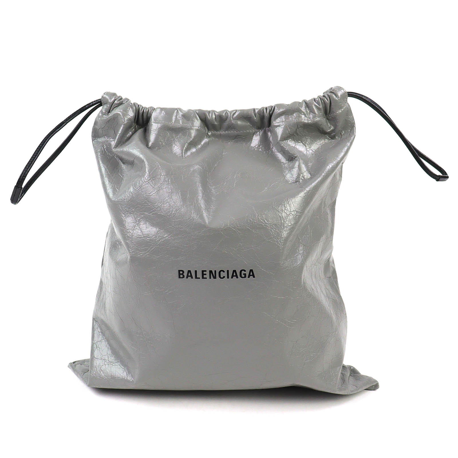 極美品△BALENCIAGA バレンシアガ 26SS 851063 Shopper 砂ぼこり御徒面子 合切袋 アリーナラムスキン ドローストリングバッグ 薄墨色 保護すること袋付き添い人 メンズ オススメ◎【中古】