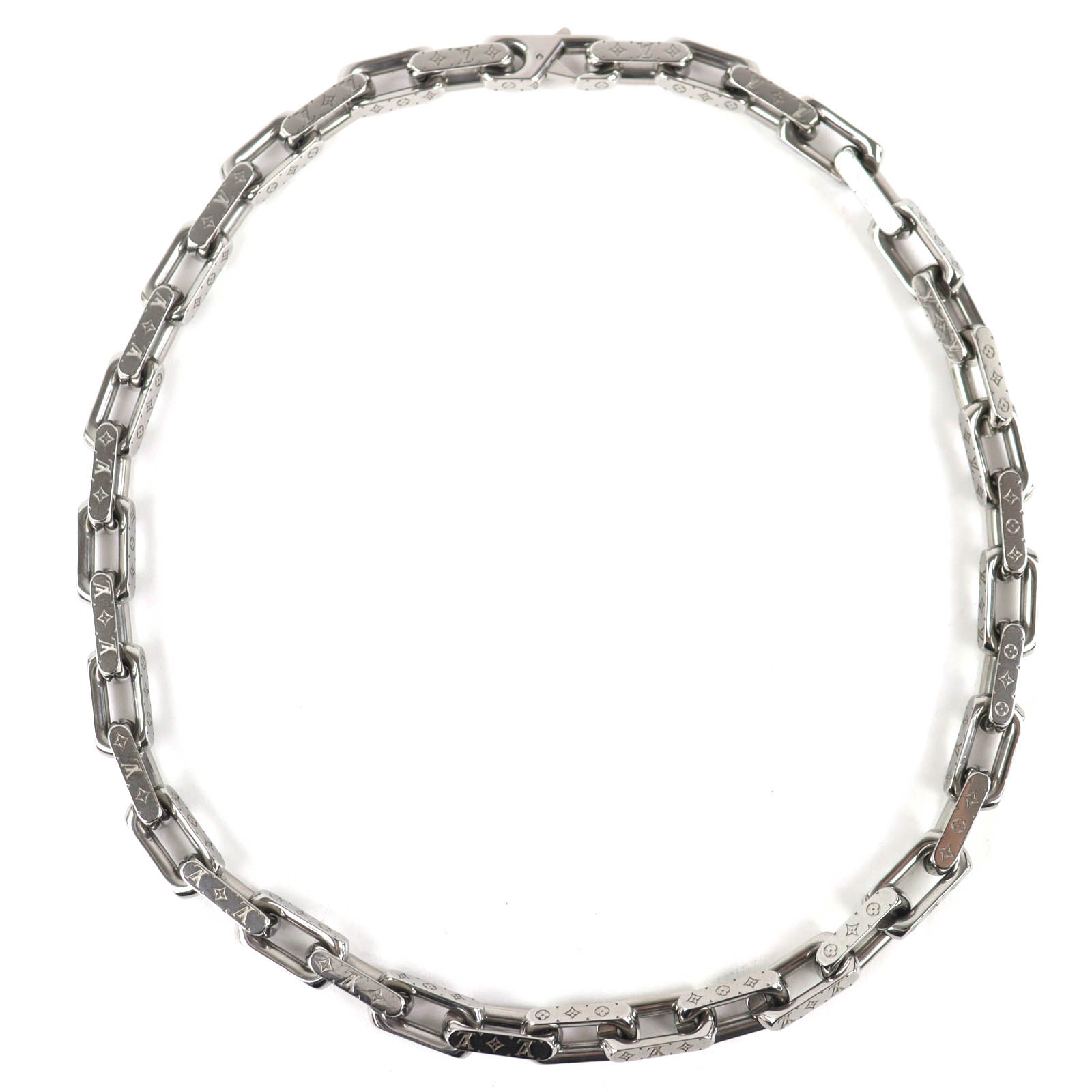 美品△LOUIS VUITTON ルイヴィトン 2025年製 M00307 コリエ チェーン店 モノグラム 頸飾り 全長約54.5糎 しろがね色 保護すること袋付き添い人 イタリア製 メンズ オススメ◎【中古】