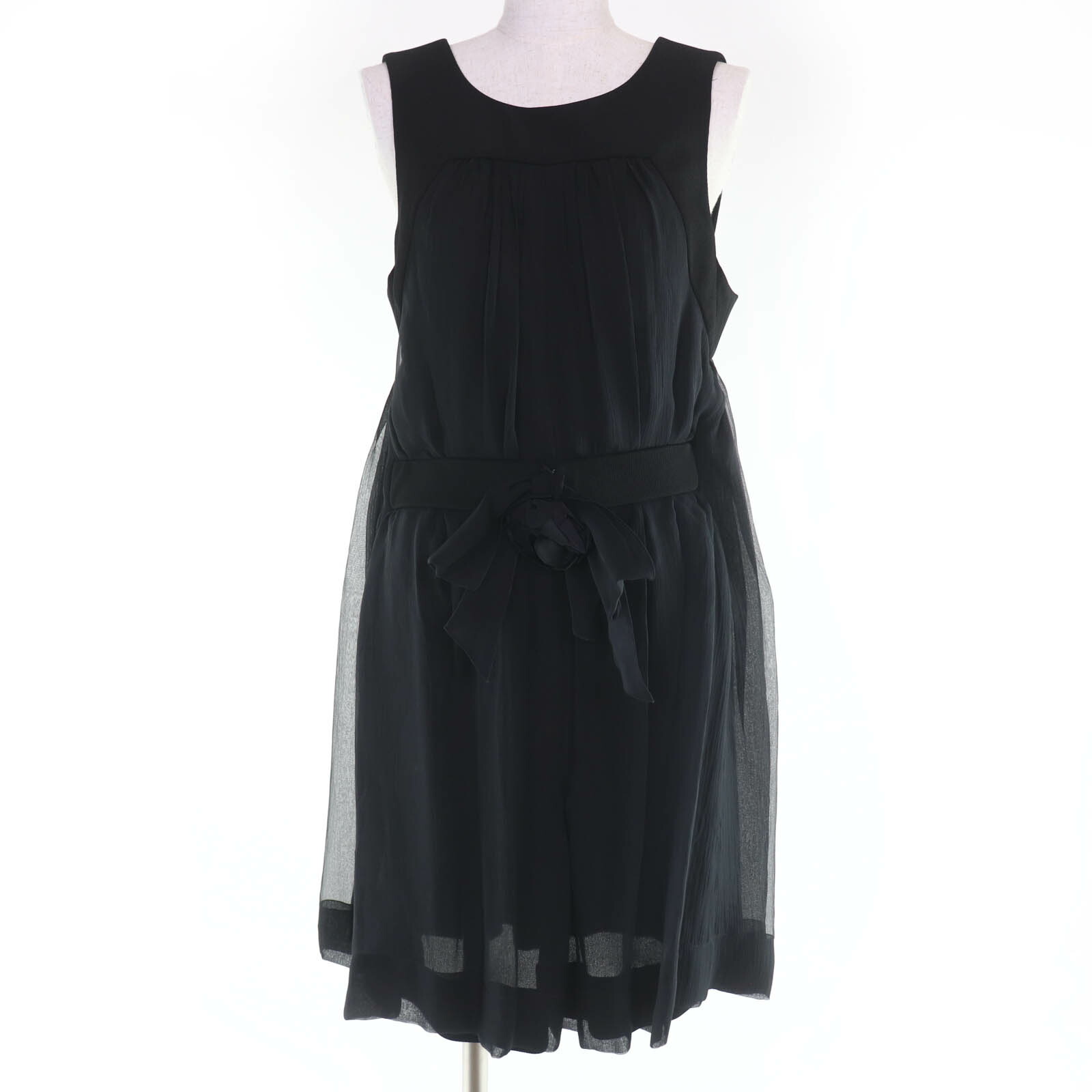 未使用品☆CHANEL シャネル P45488W05261 コボタン・コサージュ付 ノースリーブ オーバーオール ブラック 40 フランス製 レディース【中古】