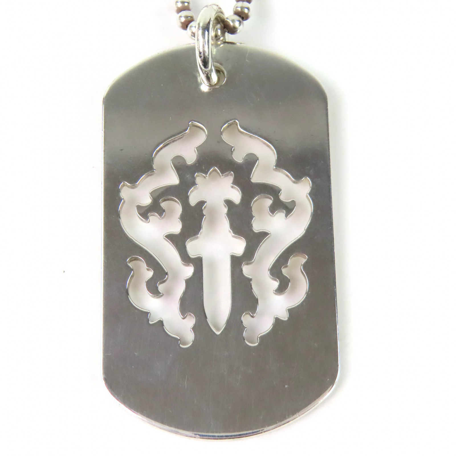 美品△CHROME HEARTS クロムハーツ 925 ヴァインダガーカットアウトドッグタグ どんぶり鉢チェーン店社外品 頸飾り しろがね色 掛け目32.17g メンズ 【中古】