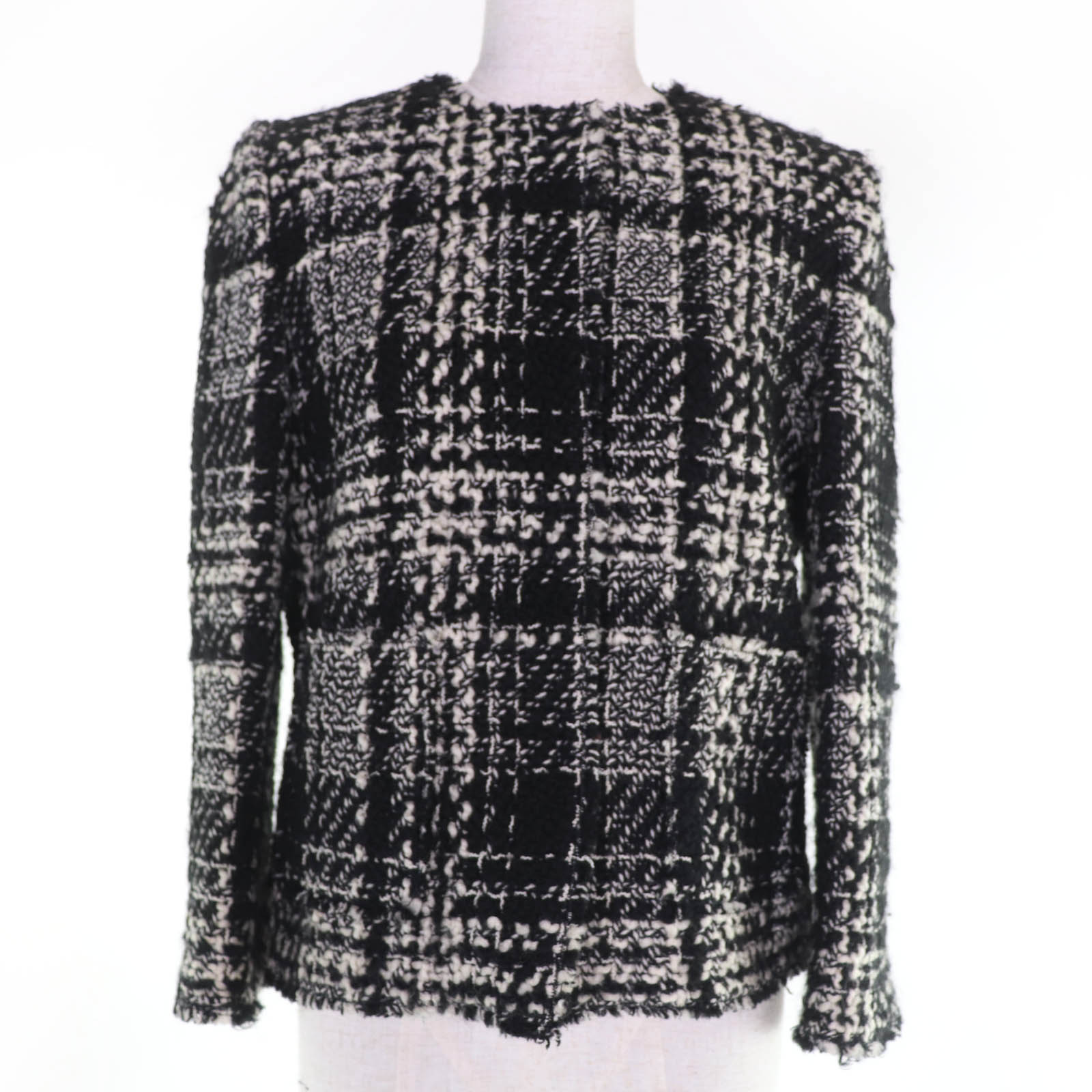 極美品☆DOLCE\u0026GABBANA ドルチェ＆ガッバーナ モヘヤ アルパカ混 ツィード 否色つや 上衣 黒いこと 白いこと 40 イタリア製 置き目品 レディース【中古】