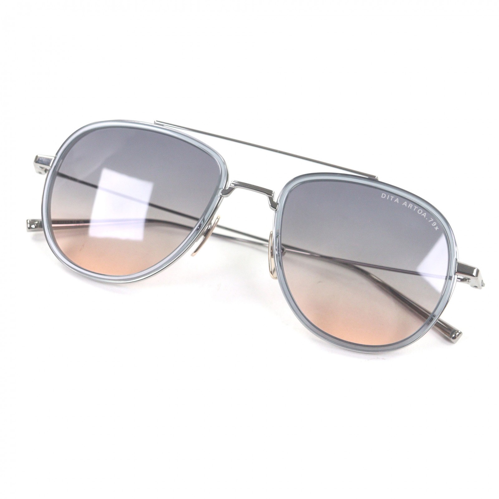 未使用品□DITA ディータ DTS473 ARTOA.79x ツーブリッジ サングラス シルバー グレー系グラデーションレンズ 53□20-145 デモレンズ 日本製 メンズ【中古】