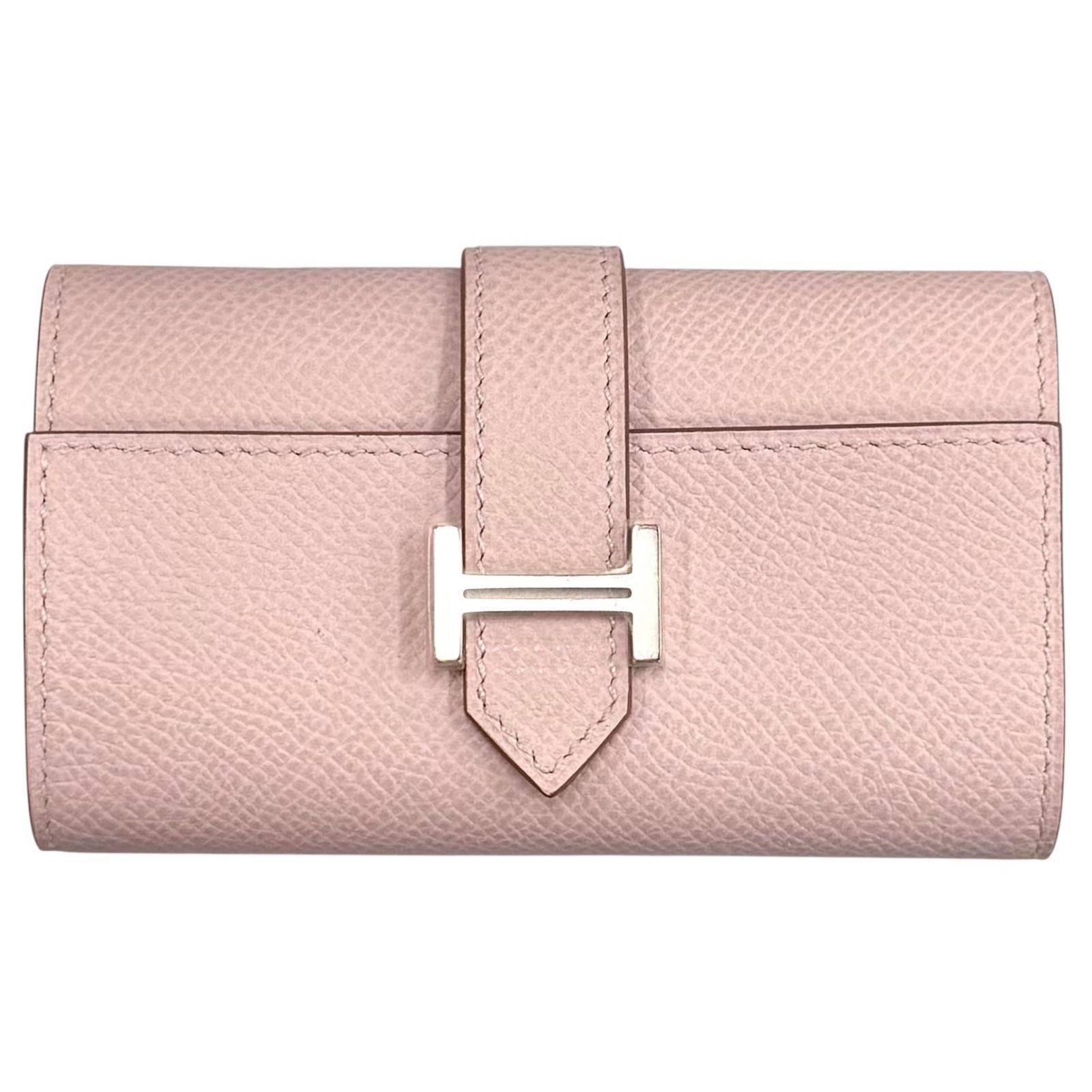 未当てはめる品◇HERMES エルメス ベアン ヴォーエプソン しろがね色金具 4連 なめし革 足がかり容れもの モーヴペール W目じるし 箱付き添い人 フランス共和国製 レディース【中古】