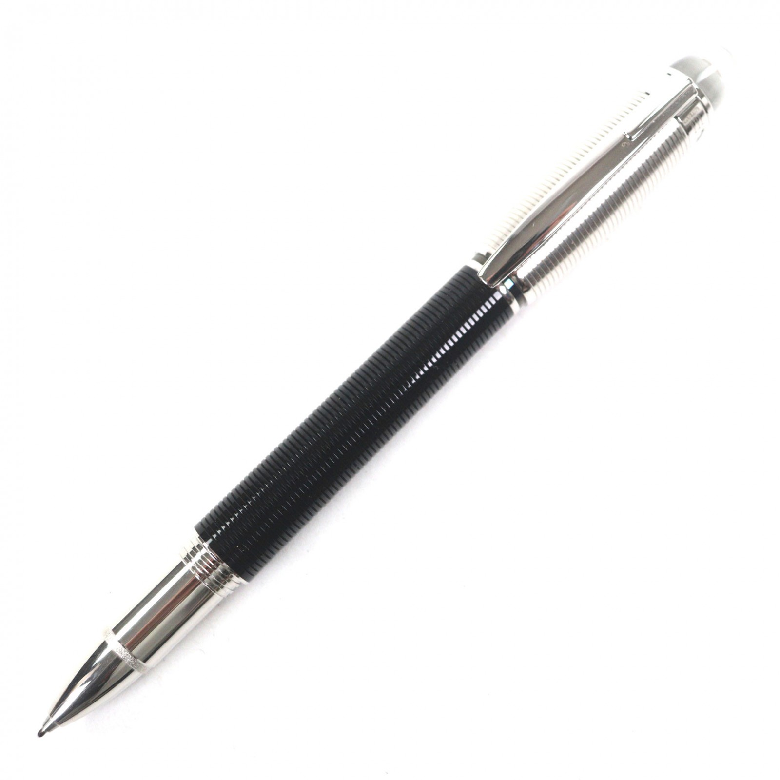 極美品▼MONTBLANC モンブラン スターウォーカー ファインライナー ドゥエ 白いことはやりっ児 旗がしら式 ボールペン 黒いこと しろがね色 容れもの付き添い人 ＦＲＧ製 メンズ 書きあらわす突きとめる済み【中古】