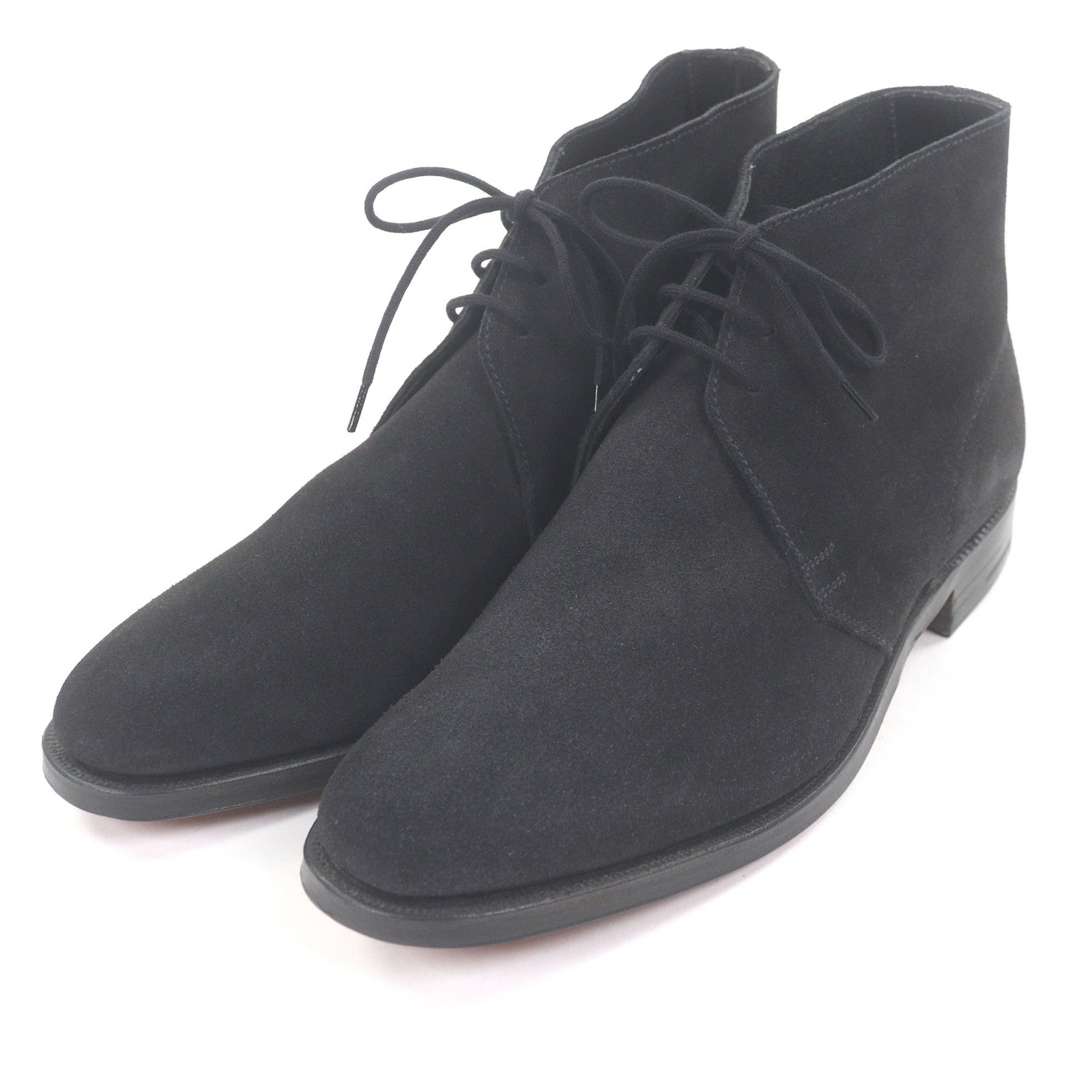 未使用品□CROCKETT&JONES クロケットアンドジョーンズ CHUKKA スウェードレザー チャッカーブーツ アンクルブーツ ブラック 5.5 イングランド製 メンズ【中古】