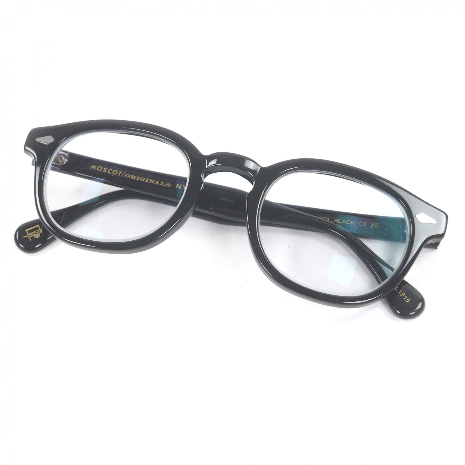 美品□MOSCOT モスコット LEMTOSH レムトッシュ ウェリントン一こま 眼鏡 メガネ アイウェア 黒いこと 49□24-145 度入り口・入口 メンズ【中古】