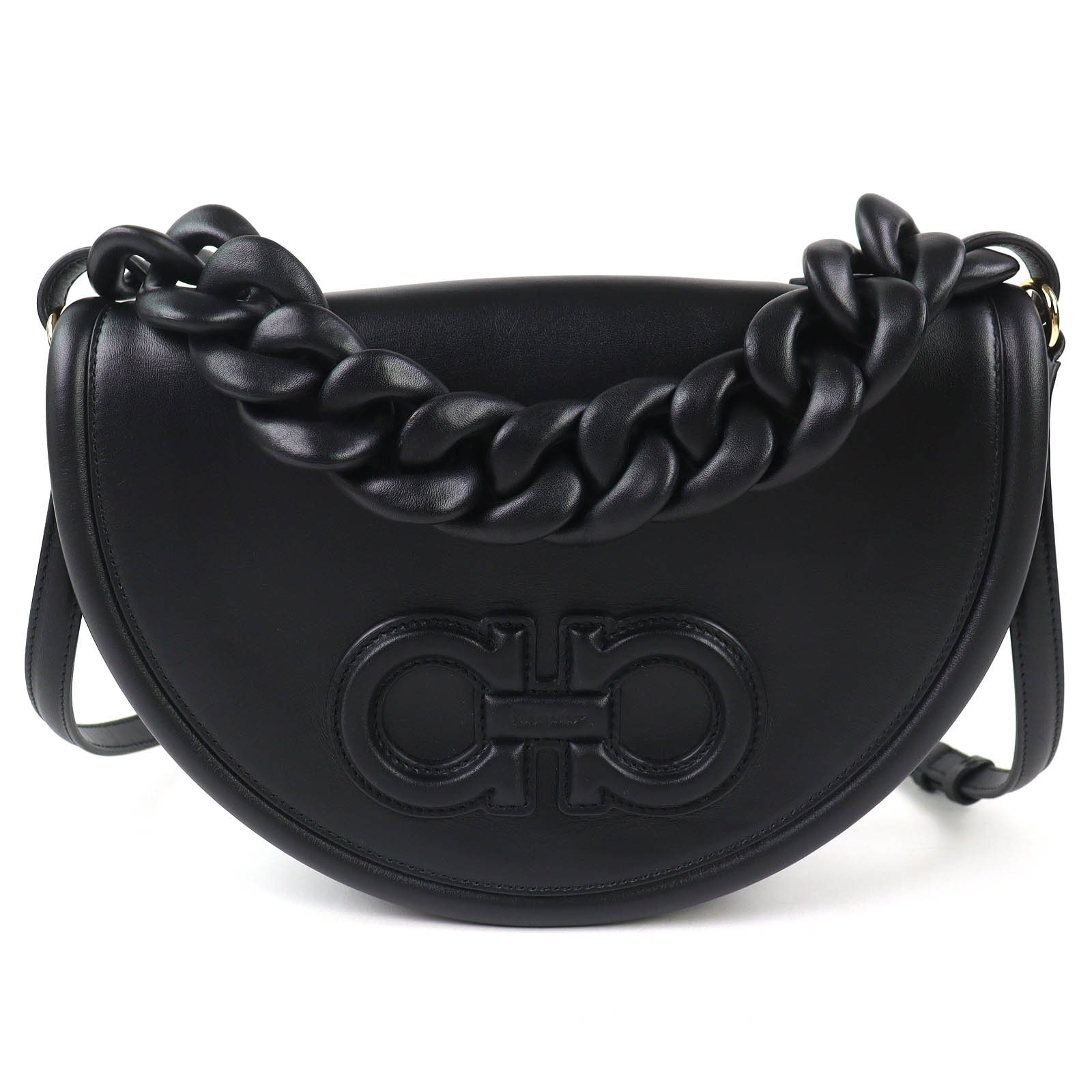 美品△Salvatore Ferragamo サルヴァトーレフェラガモ 212748 AURA オーラ ガンチーニ 2WAY レザー ハンドバッグ ショルダーバッグ ブラック 保存袋付き イタリア製 レディース【中古】|衣類&ブランドリサイクル GREEN