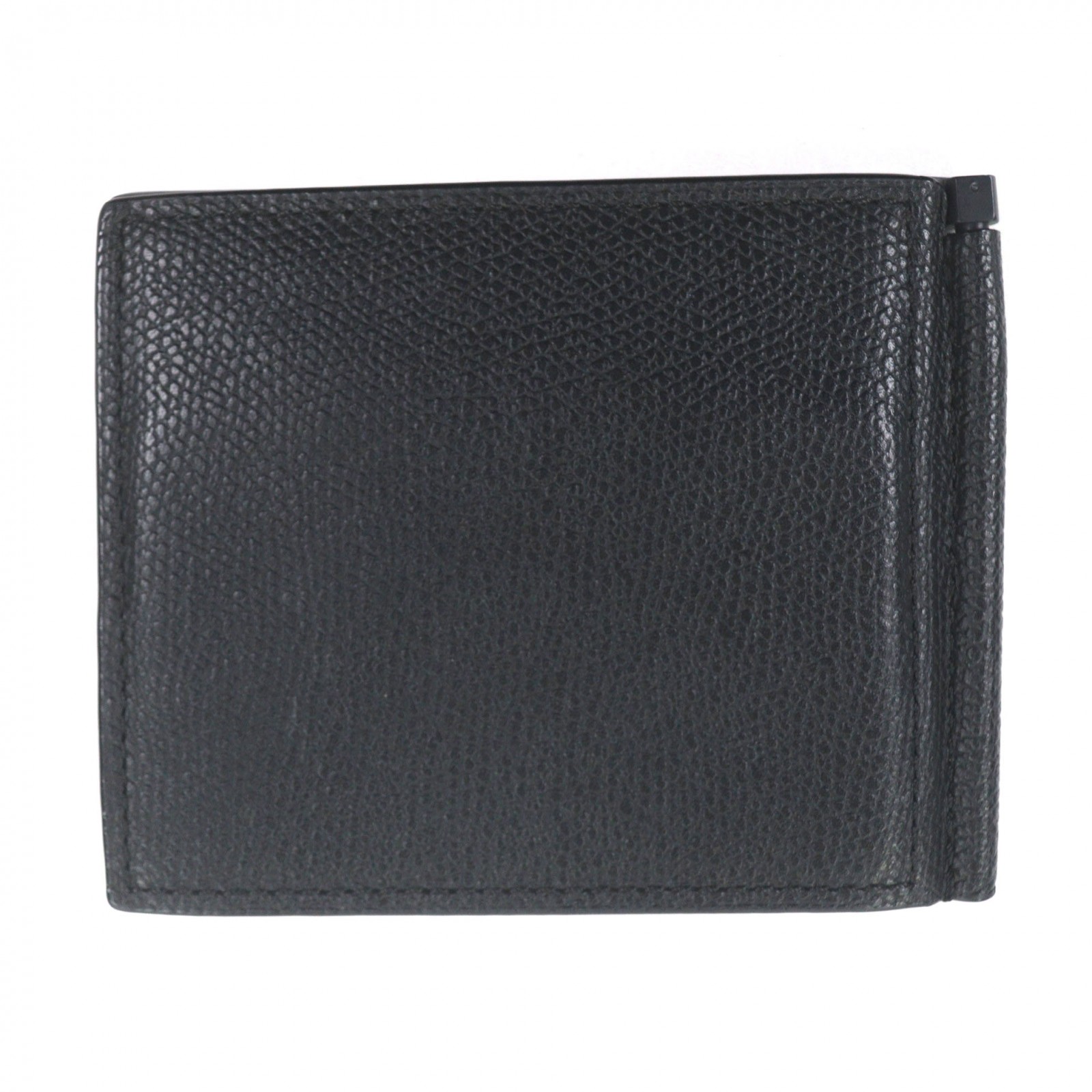 極美品▼Valextra ヴァレクストラ SGDR0080028LRDWG99 マネークリップ レザーウォレット 二つ折り財布 カードケース ブラック 箱・保存袋付き イタリア製 メンズ【中古】