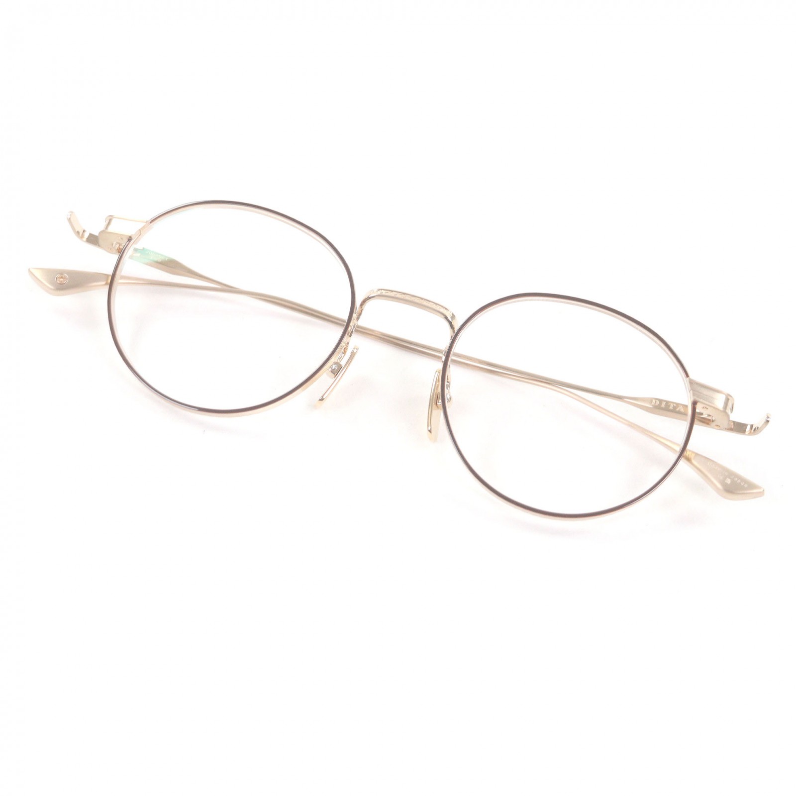 未当て嵌める品□DITA ディータ DTX168-A-02 JOURNEY-TWO 2024FALL 豆の町ひな形 眼鏡 メガネ アイウェア つや消しゴールド 49□21-144 示威運動水晶体 日本製 メンズ【中古】