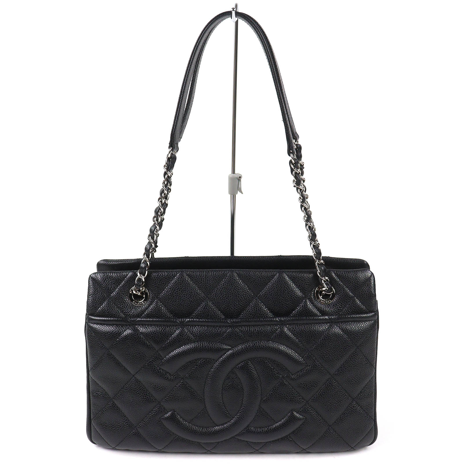 極美品△CHANEL シャネル A67294 キャビアスキン ココマーク マトラッセ チェーン トートバッグ ブラック シルバー金具 保存袋付き イタリア製 レディース 大人気 オススメ◎【中古】|衣類&ブランドリサイクル GREEN