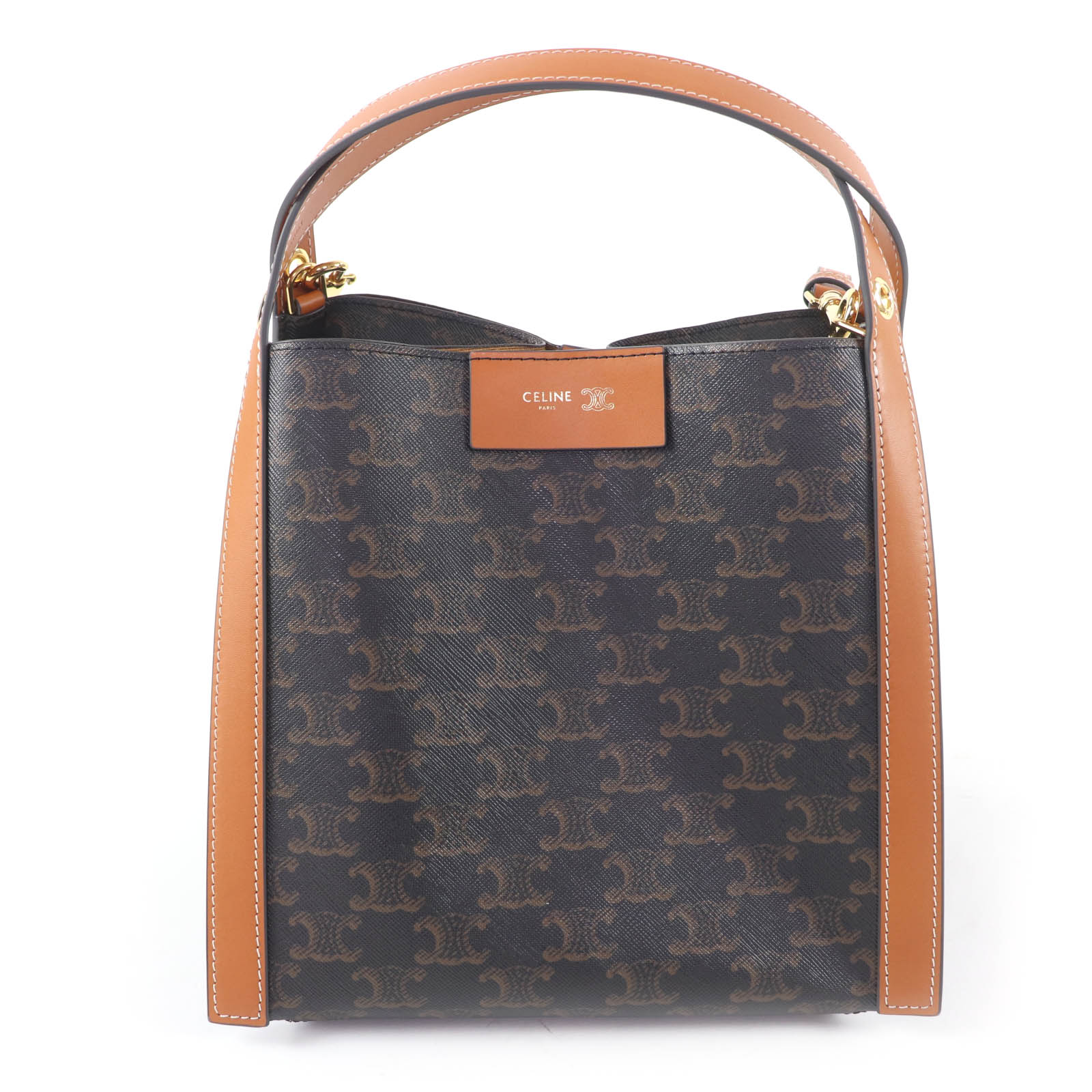 極美品★CELINE セリーヌ 12418 スモール キューボ バッグ ハニー ロゴ入り トリオンフキャンバス 2way ショルダーバッグ イタリア製 レディース【中古】