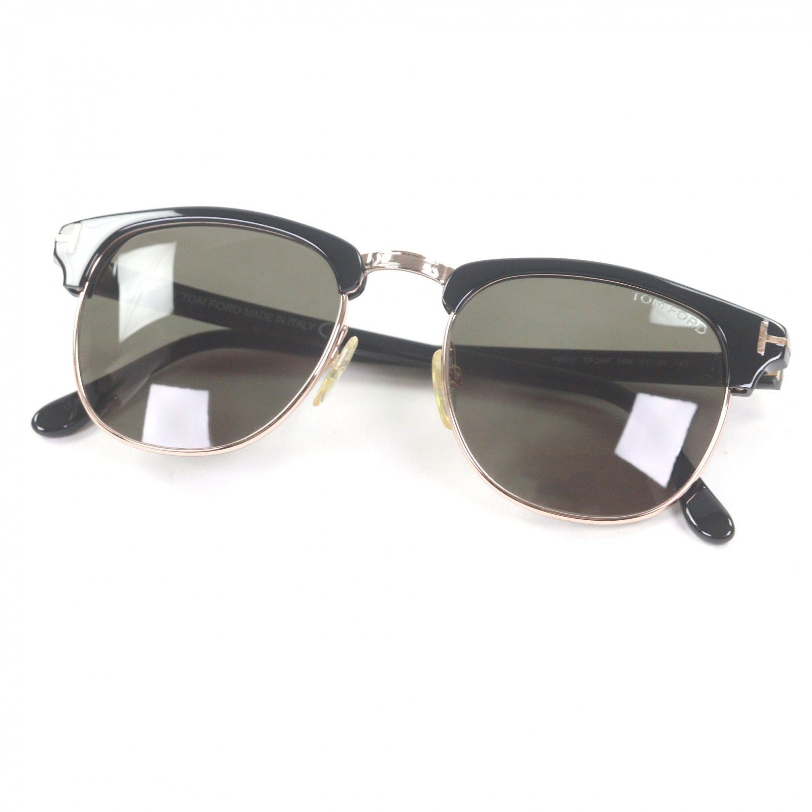 美品□TOM FORD トムフォード TF0248 Henry ボストンフレーム サングラス アイウェア ブラック ゴールド 51□20-145 箱・ケース付き イタリア製 メンズ【中古】