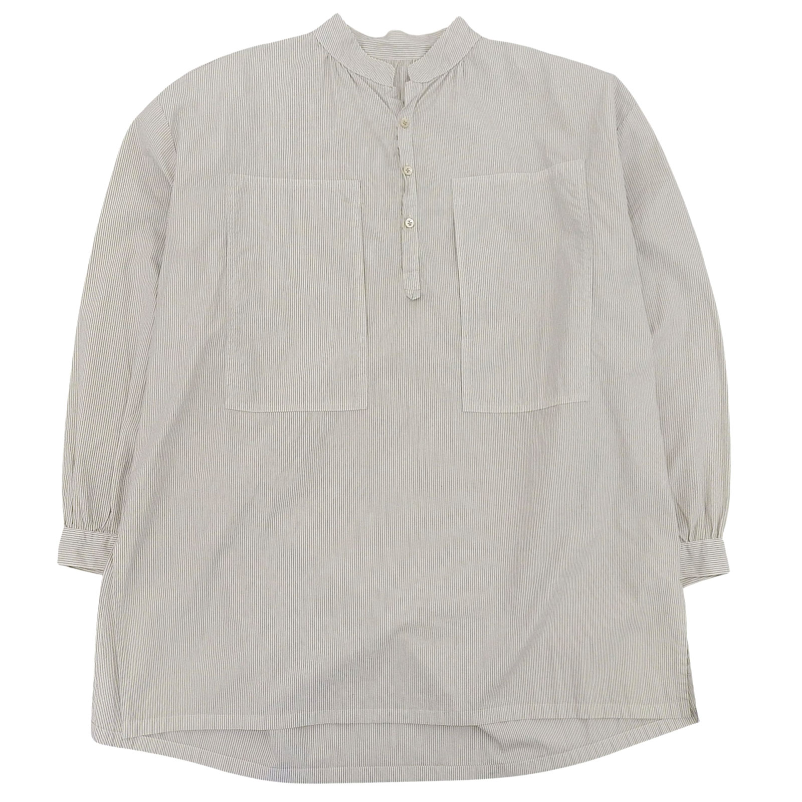 極美品▲PORTER CLASSIC ポータークラシック コットン100％ スタンドカラー ロング スモック 長袖シャツ ベージュ 3 日本製 正規品 メンズ【中古】