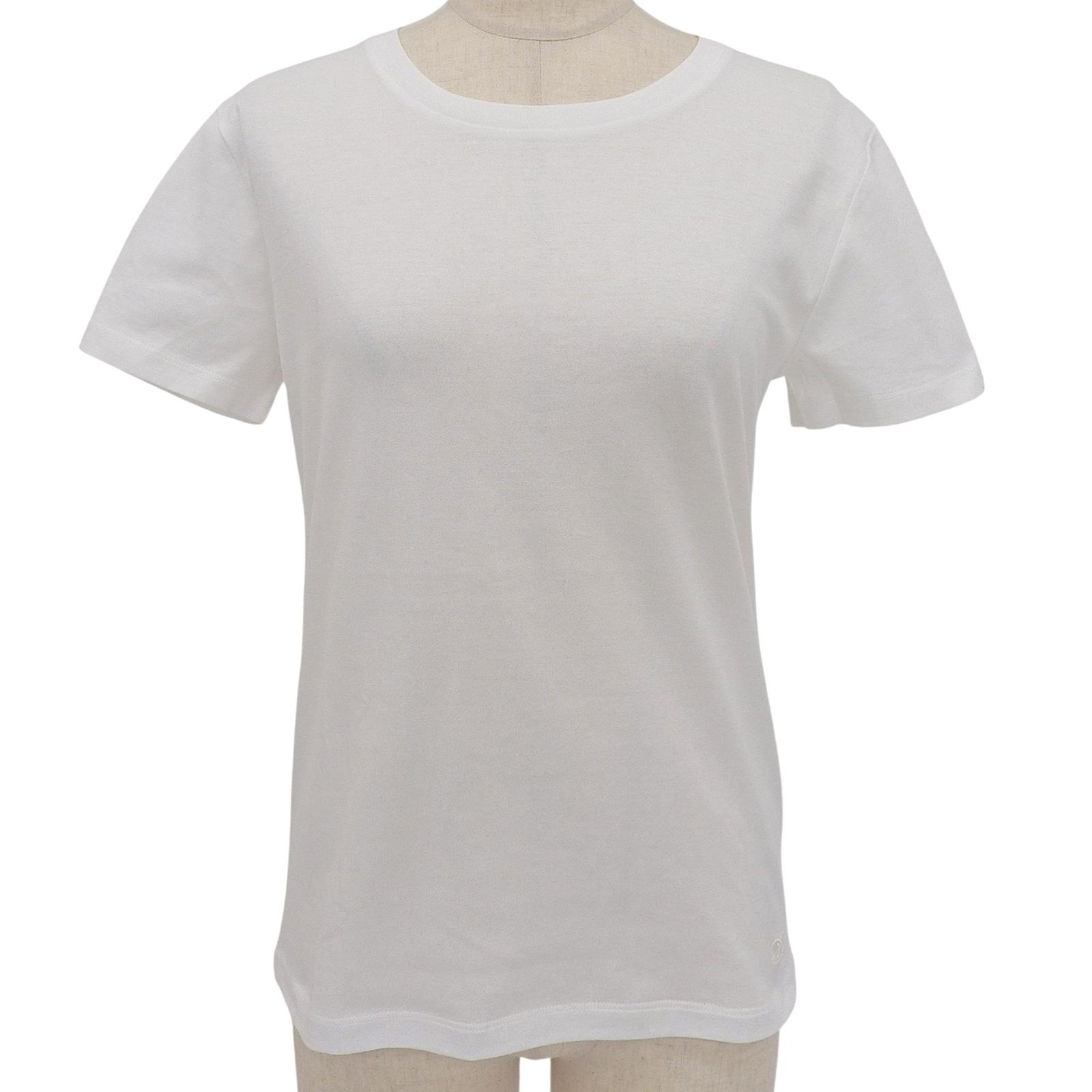 極美品▲CELINE セリーヌ 2X45C671Q コットン 100％ トリオンフ刺繍 クルーネック 半袖Ｔシャツ ホワイト XS イタリア製 正規品 レディース【中古】
