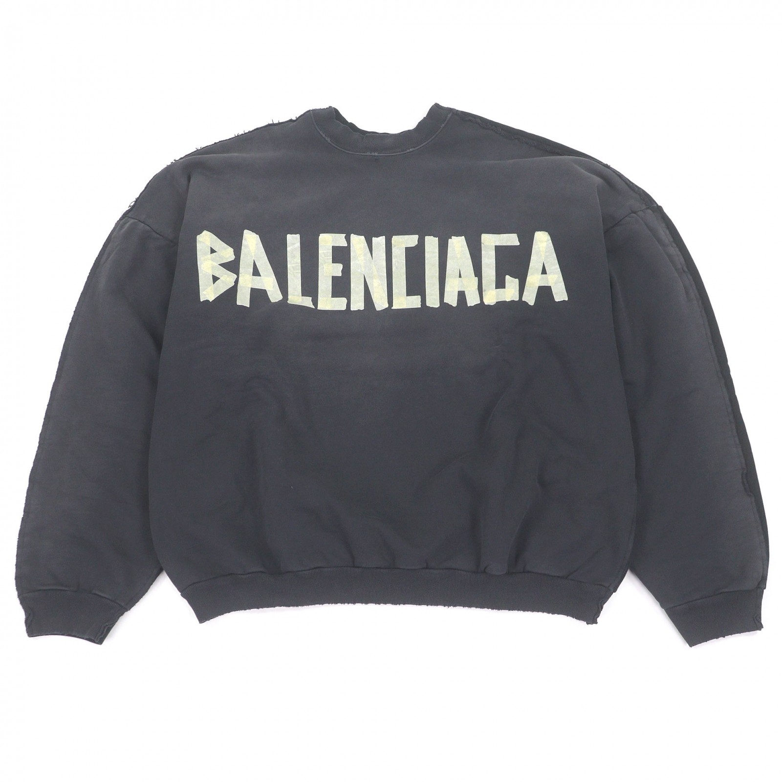 未当て嵌める品□BALENCIAGA バレンシアガ 24SS 791614 DOUBLE FRONT CREW 磁気テープロゴタイプ 不都合工業 大層らしい大きさ トレイナー 調教師 黒いこと S 定め事品 メンズ【中古】