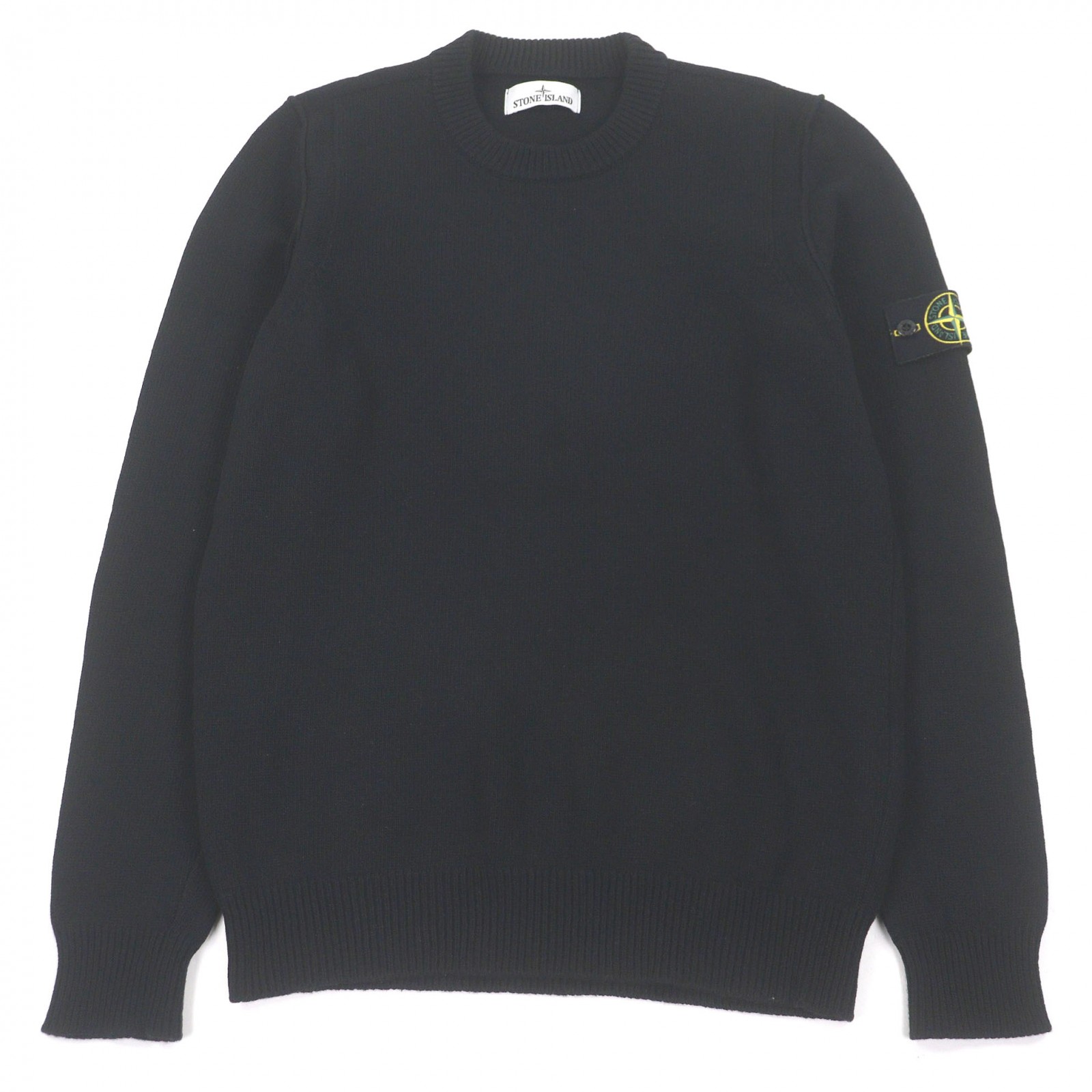 美品□STONE ISLAND ストーンアイランド 24AW 8115508A3 ロゴワッペン付き ロングスリーブニット 長袖 セーター ブラック M 正規品 メンズ【中古】
