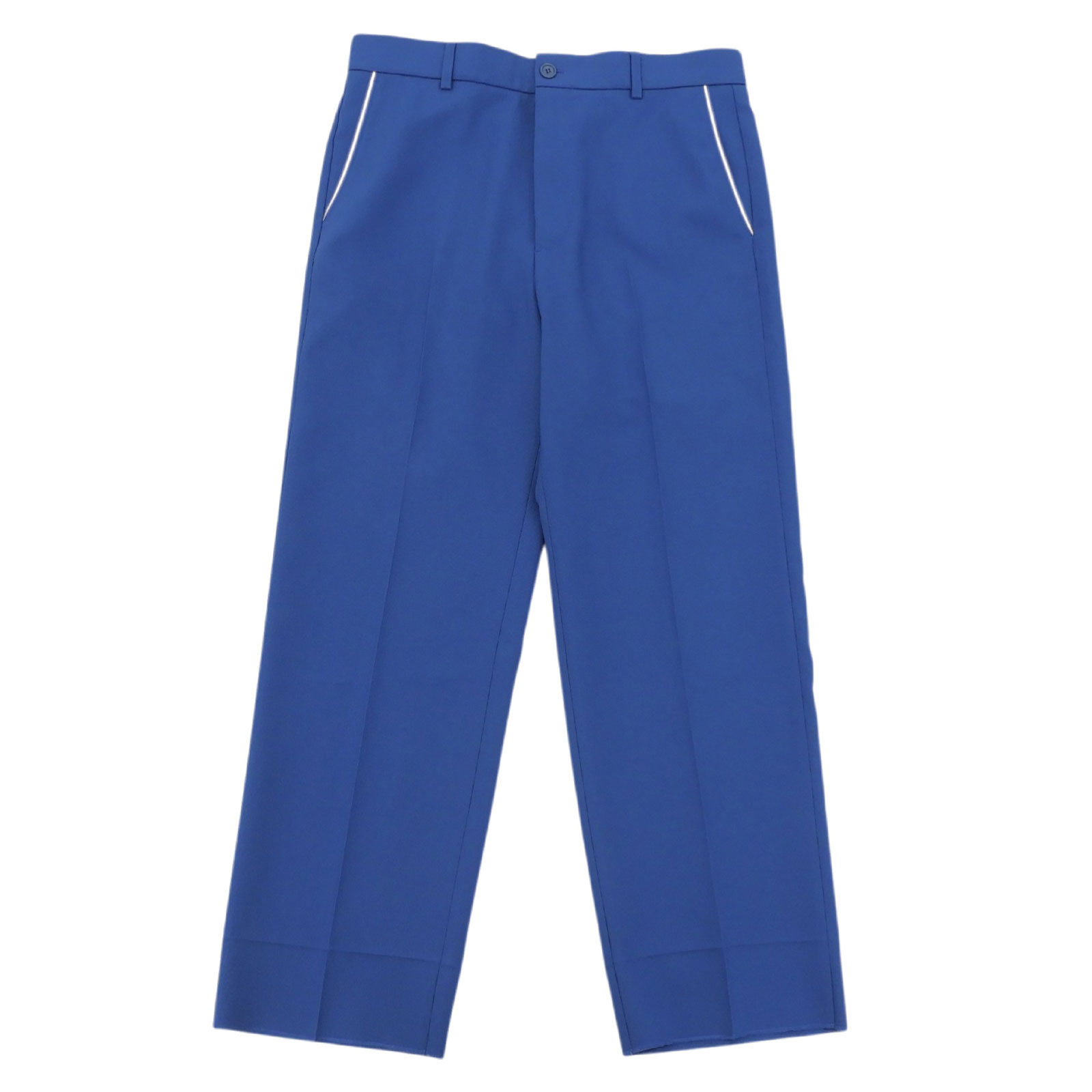 未使用品▲GUCCI グッチ 2023年製 751787 ロゴパッチ付き ノータック センタープレス パンツ スラックス ブルー 48 イタリア製 正規品 メンズ【中古】