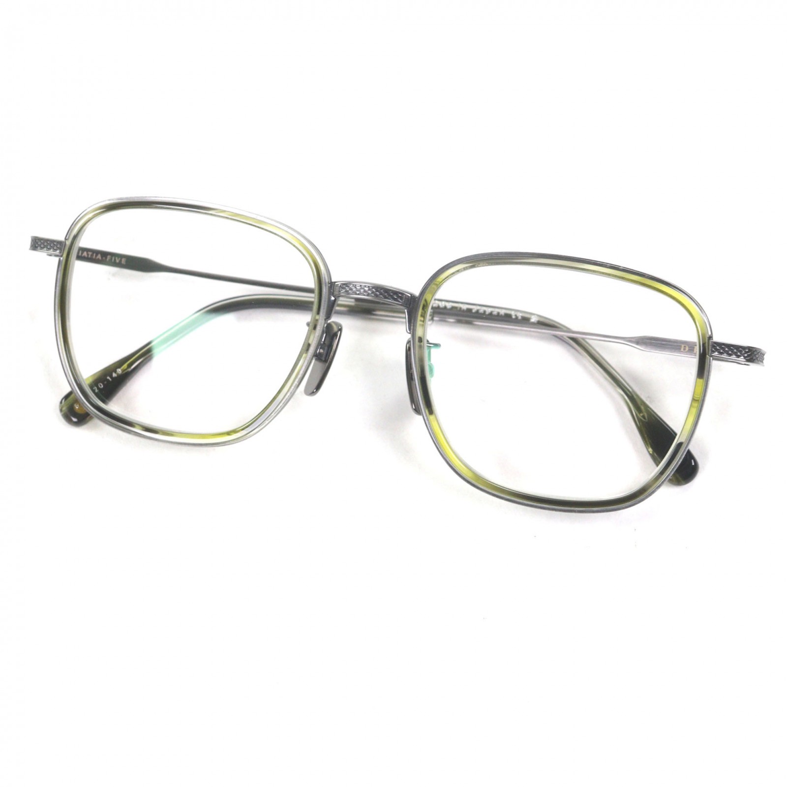 未当て嵌める品▼DITA ディータ DTX454 AVIATIA-FIVE ビー玉 眼鏡 メガネ アイウェア 読みやすい緑であること ガンメタリック 50□20-140 示威運動水晶体 日本製 メンズ【中古】