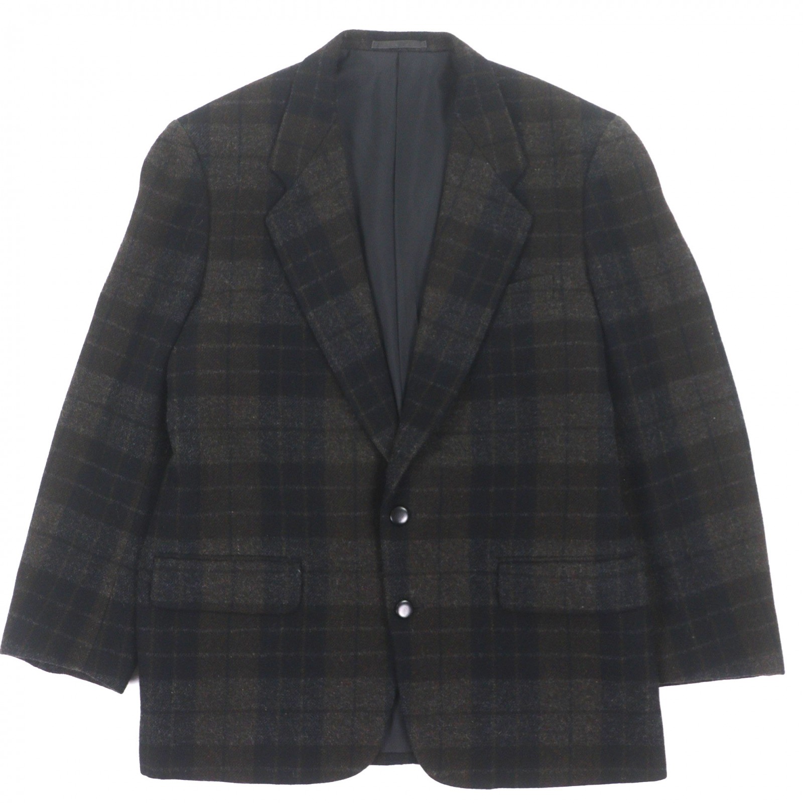 極美品▼COMME des GARCONS HOMME PLUS コムデギャルソンオムプリュス ヴィンテージ ウール95% チェック柄 シングルジャケット テーラードジャケット ブラック ダークブラウン M 日本製 正規品 メンズ【中古】