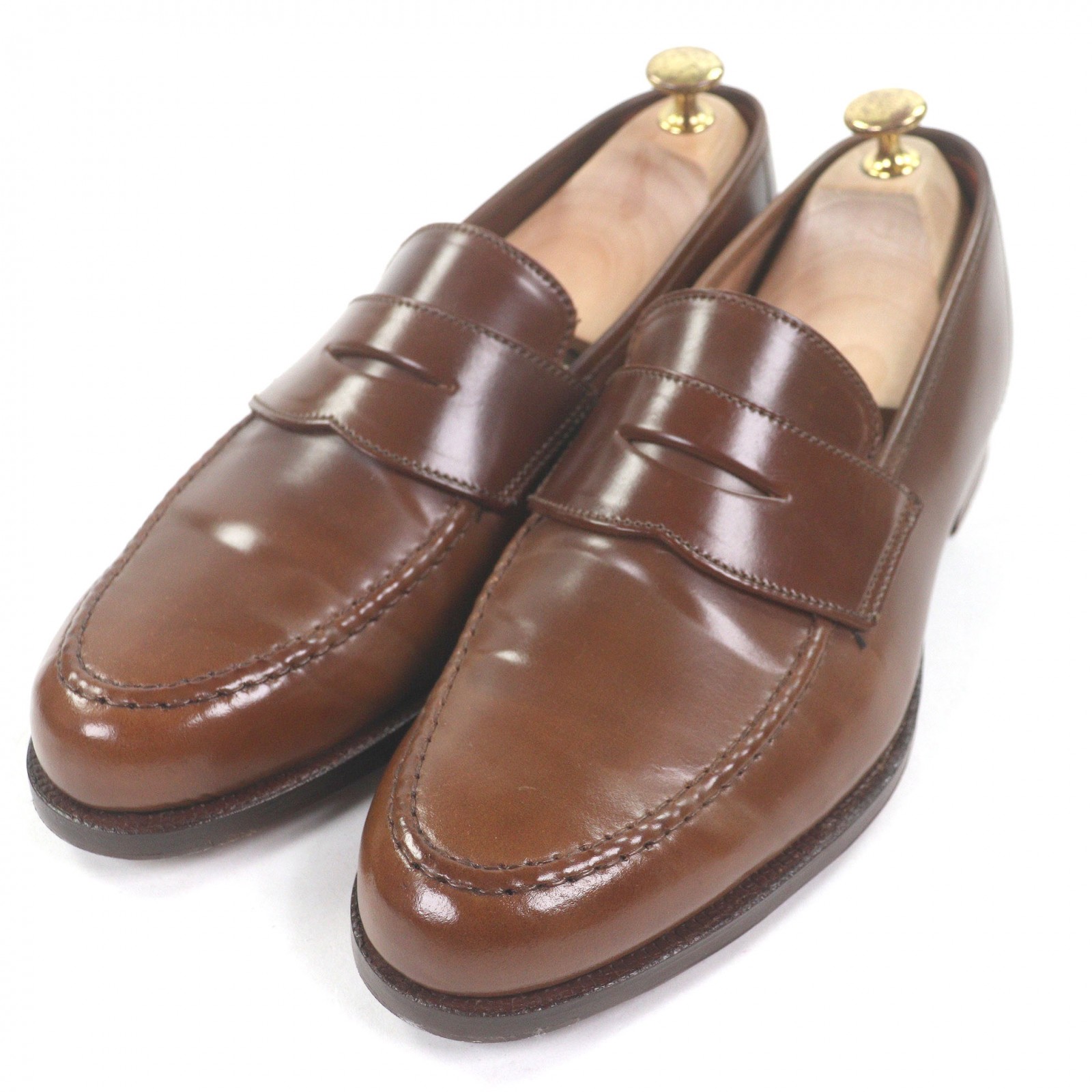 極美品□CROCKETT\u0026JONES クロケットアンドジョーンズ 26254 HARVARD2 ウイスキーコードバン なめし革 376挙げ句の果て コインローファー ペニーローファー ウイスキー 8 箱・保護すること袋付き添い人 イングランド製 メンズ【中古】