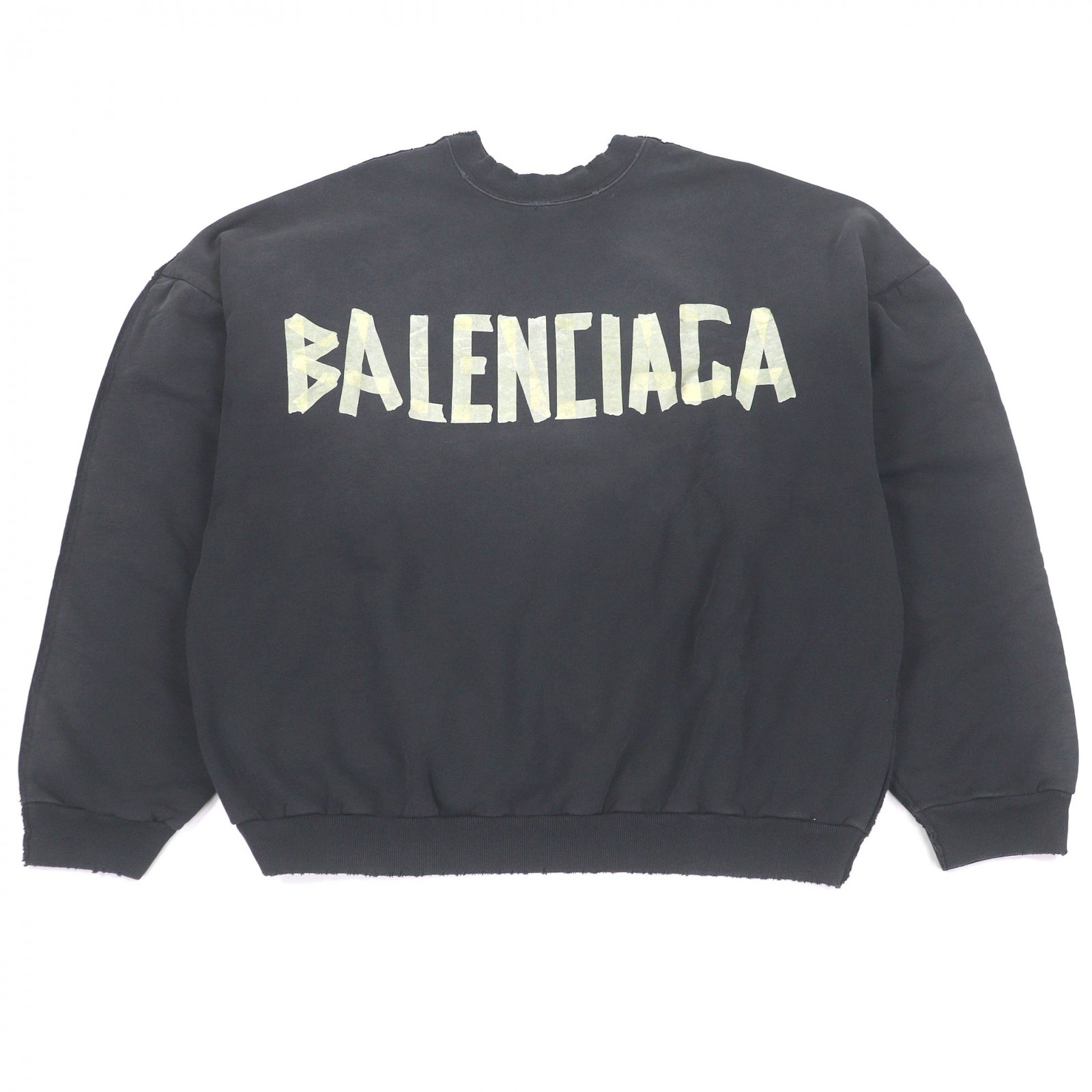 未当て嵌める品□BALENCIAGA バレンシアガ 24SS 791614 DOUBLE FRONT CREW 磁気テープロゴタイプ 不都合工業 大層らしい大きさ トレイナー 調教師 黒いこと M 定め事品 メンズ【中古】