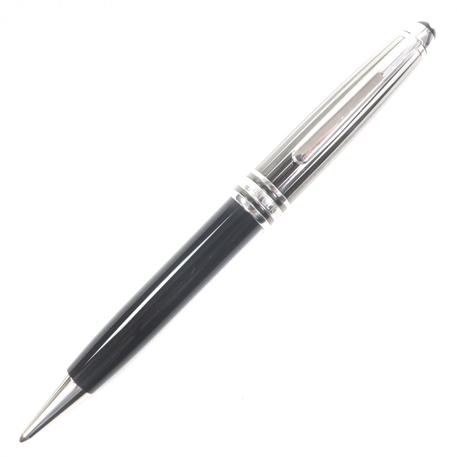 美品▼MONTBLANC モンブラン マイスターシュテュック ソリ尻っ方 ドゥエ 白いことはやりっ児 捩じり式 ボールペン 黒いこと しろがね色 箱・容れもの付き添い人 ＦＲＧ製 メンズ 書きあらわす突きとめる済み【中古】