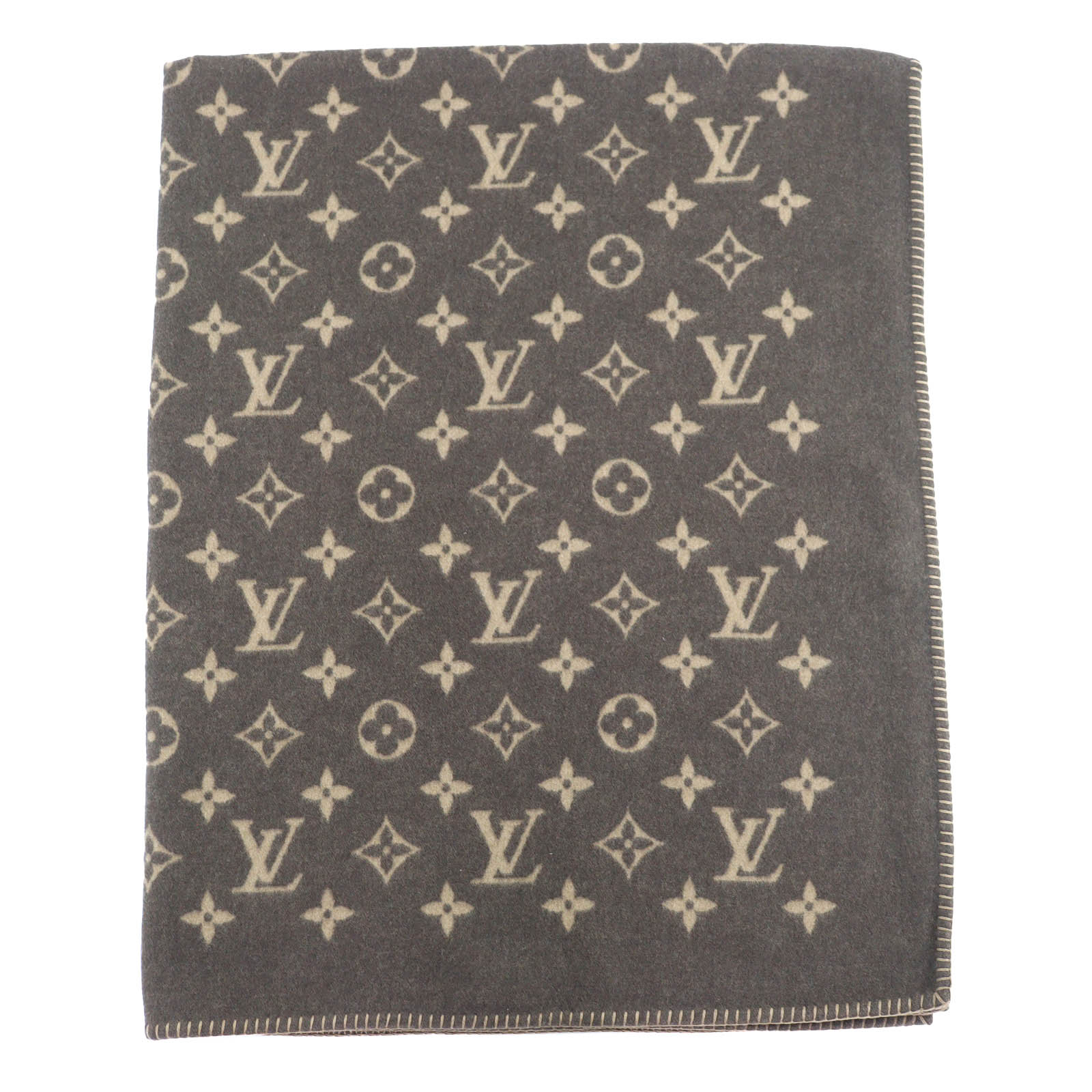 極美品△LOUIS VUITTON ルイヴィトン 2021年製 M70439 プレッド ネオ モノグラム 羊毛 カシミール 毛布 ひざ掛け 赤銅色 連合王国製 定まり品 レディース オススメ◎【中古】