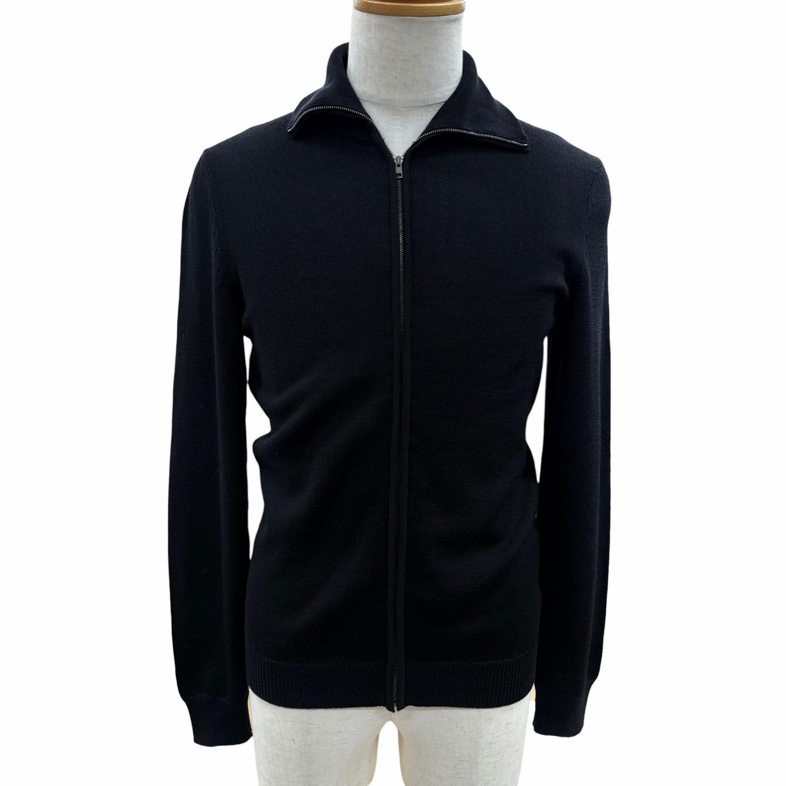 極美品▲GUCCI グッチ 296073 毛糸100％ ウェブライン ZIP ロング衣手 ドライバーズ 編み物 黒いこと S イタリア製 定まり品 メンズ【中古】