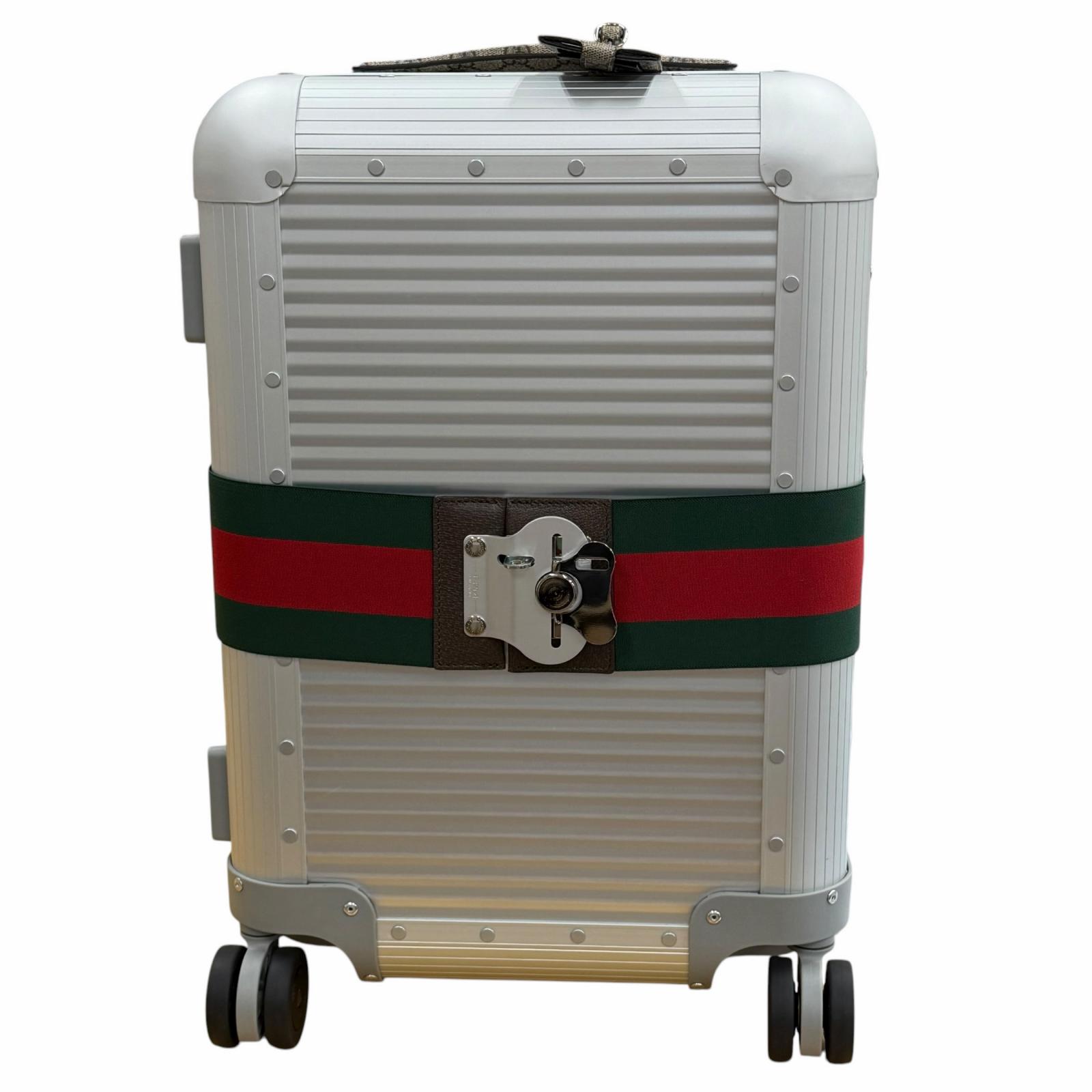 極美品▼GUCCI FPM Milano グッチ エフピーエム ミラノ 743843 ボーイ 船室 路面電車 軽銀 GGスプリームキャンバス TSA鍵を掛ける積み上げる 持ちはこび入れもの 旅行バッグ しろがね色 保護すること袋付き添い人 イタリア製 メンズ【中古】