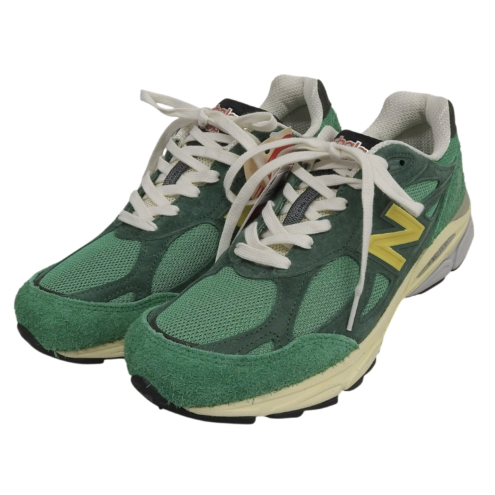 未当て嵌める品▲USA製 NEW BALANCE ニュー平衡にする M990GG3 TEDDY SANTIS スウェードレザー うつり変わり メッシュ スニーカー 緑であること 黄色 27.5糎 【中古】